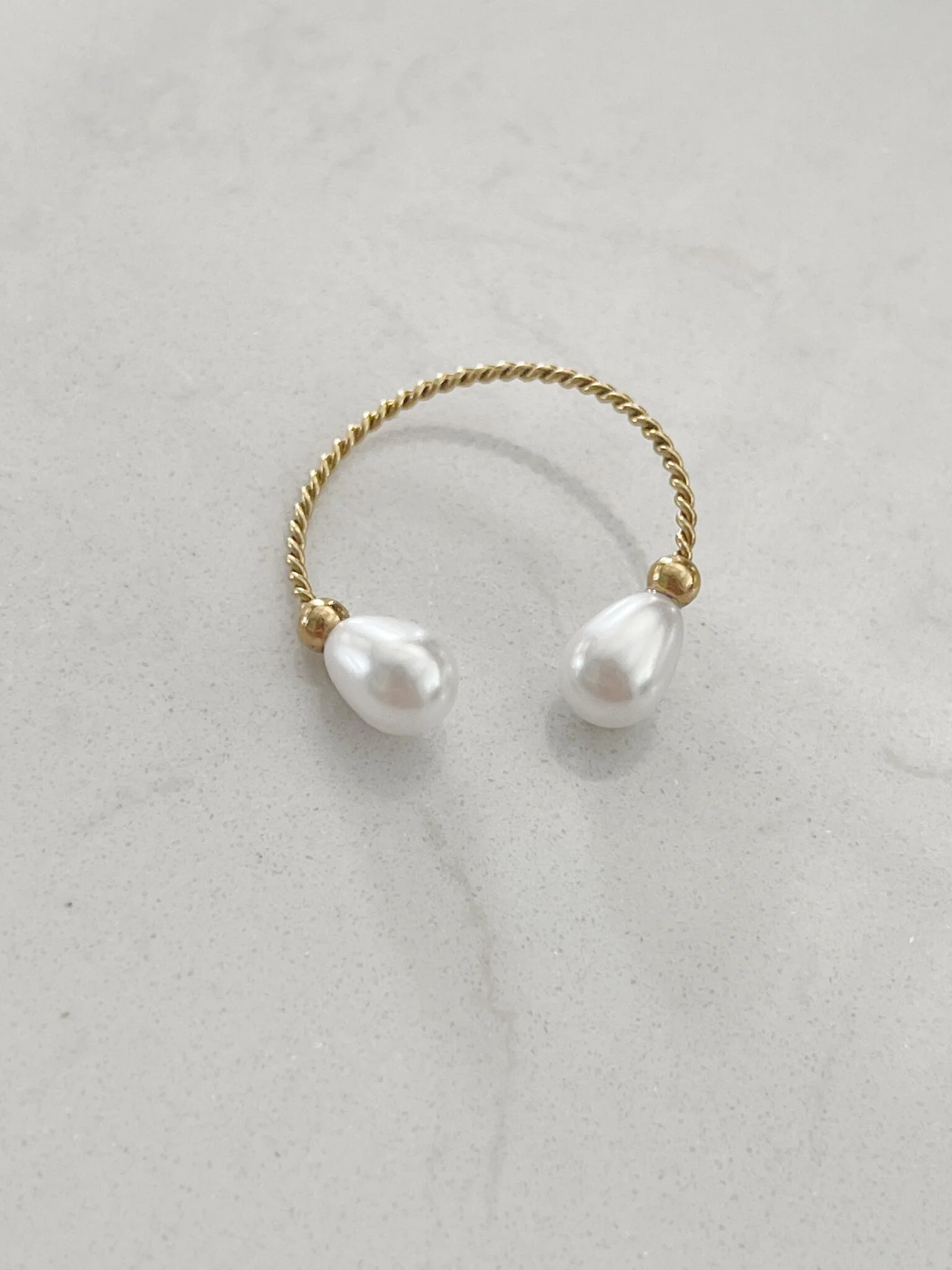 2 Pearls - Ring - Stainless Steel - Adjustable - Image 3