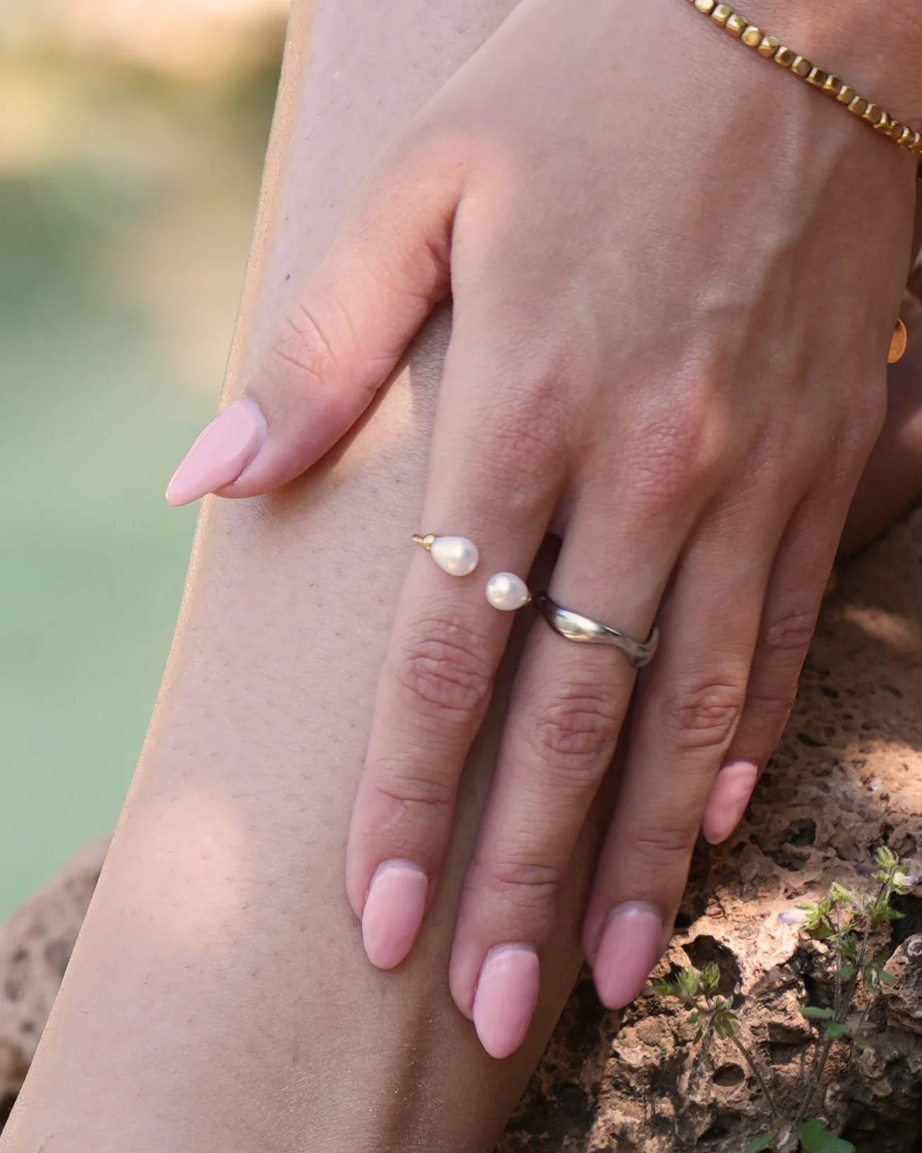 2 Pearls - Ring - Stainless Steel - Adjustable - Image 4