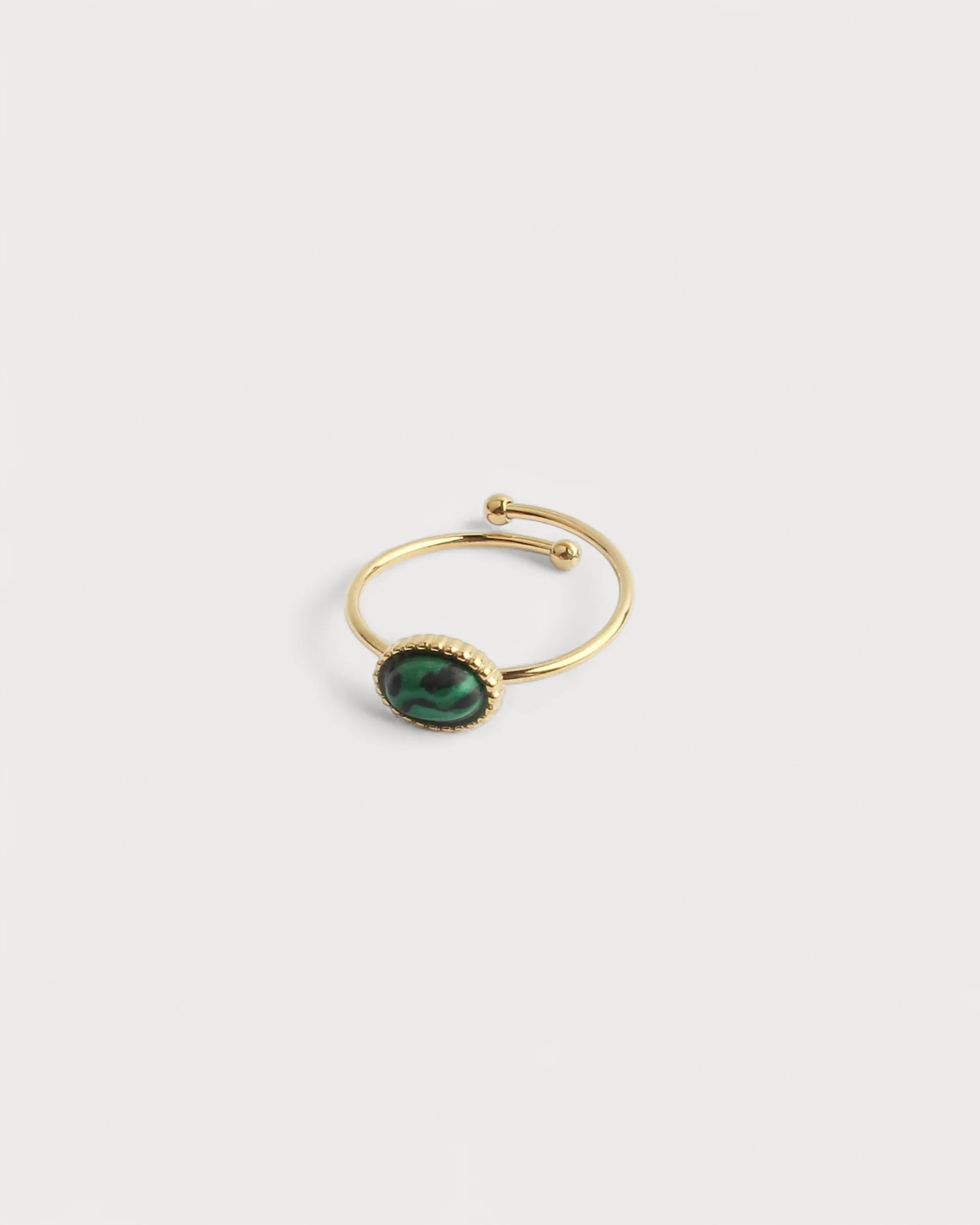 Bea - Ring - Natural Stone - Stainless Steel - Adjustable