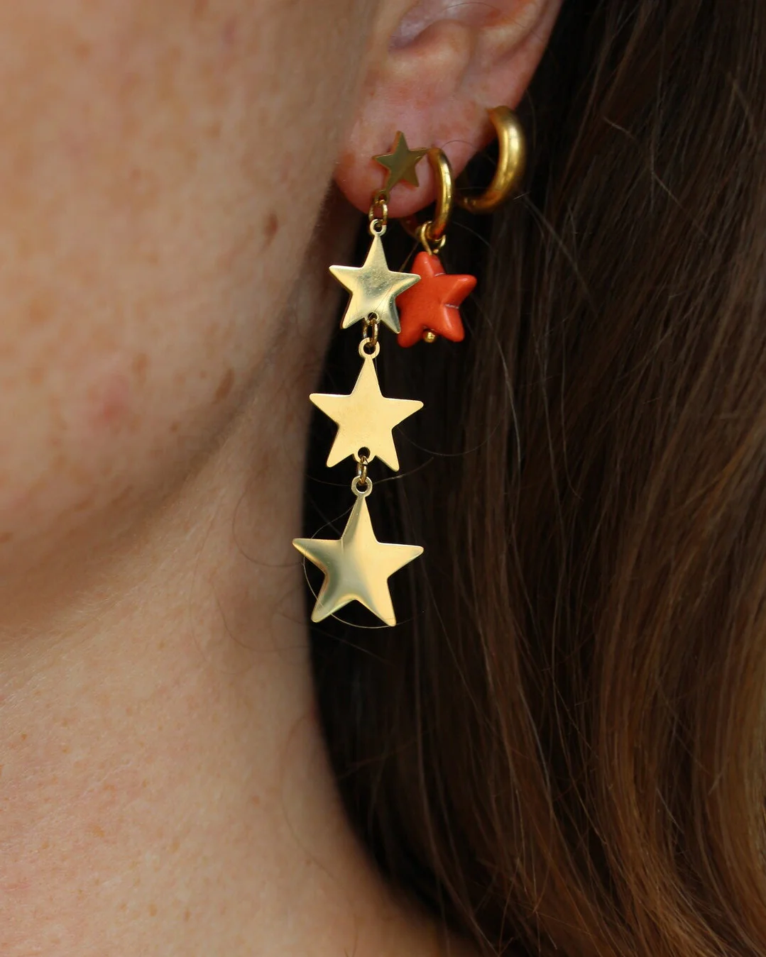 Bright Star - Earrings - Natural Stone - Stainless Steel - Image 5