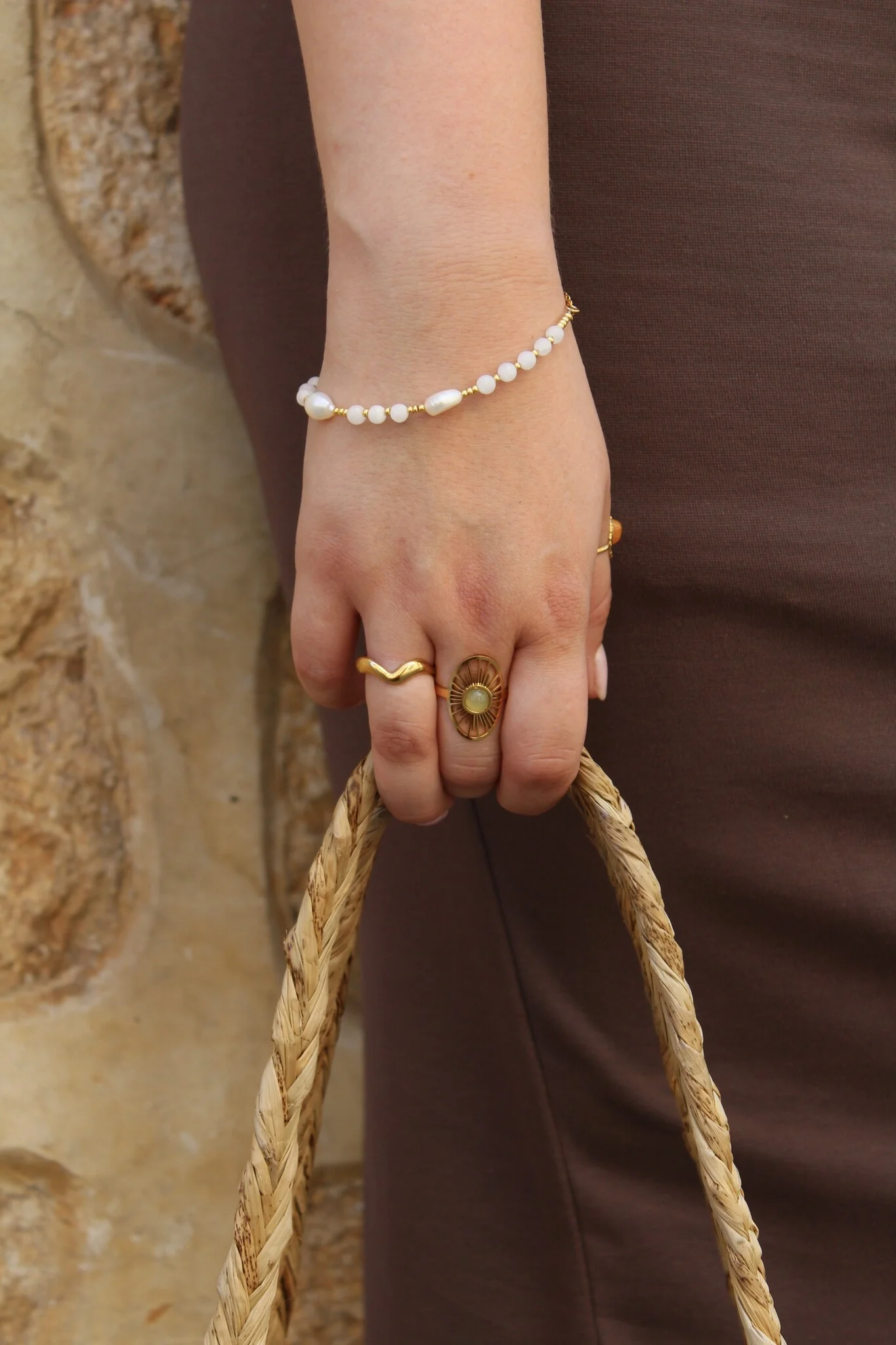 Claudia - Ring - Natural Stone - Stainless Steel - Adjustable - Image 4