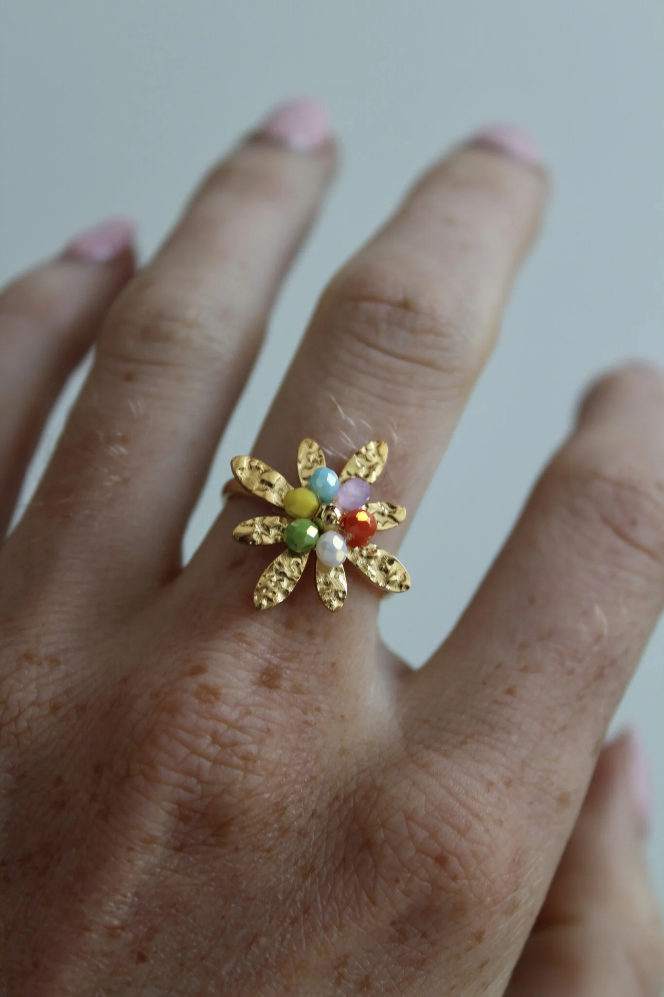 Colorful Flower - Ring - Stainless Steel - Adjustable - Image 3