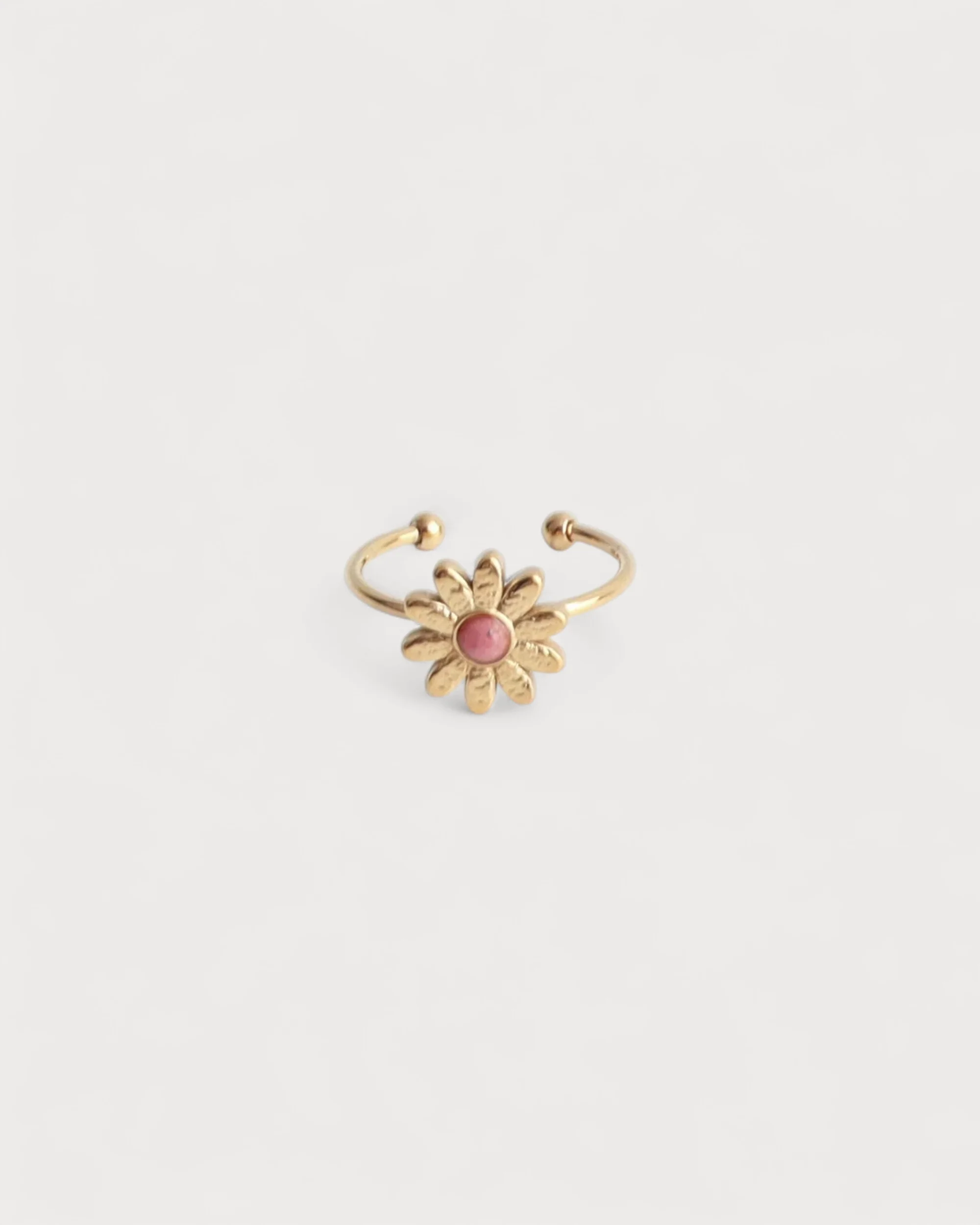 Daisy - Ring - Natural Stone - Stainless Steel - Adjustable - Image 3