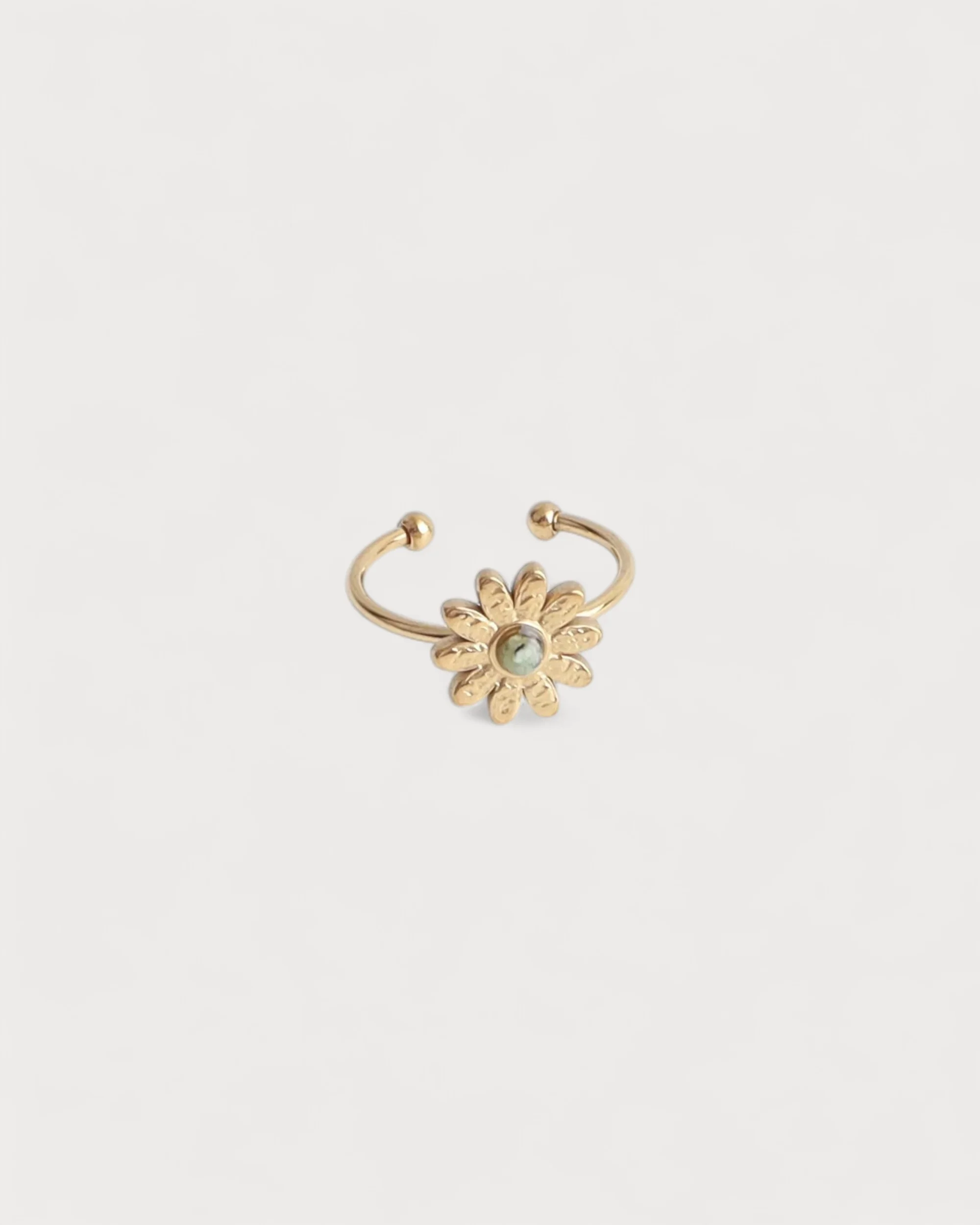 Daisy - Ring - Natural Stone - Stainless Steel - Adjustable - Image 5