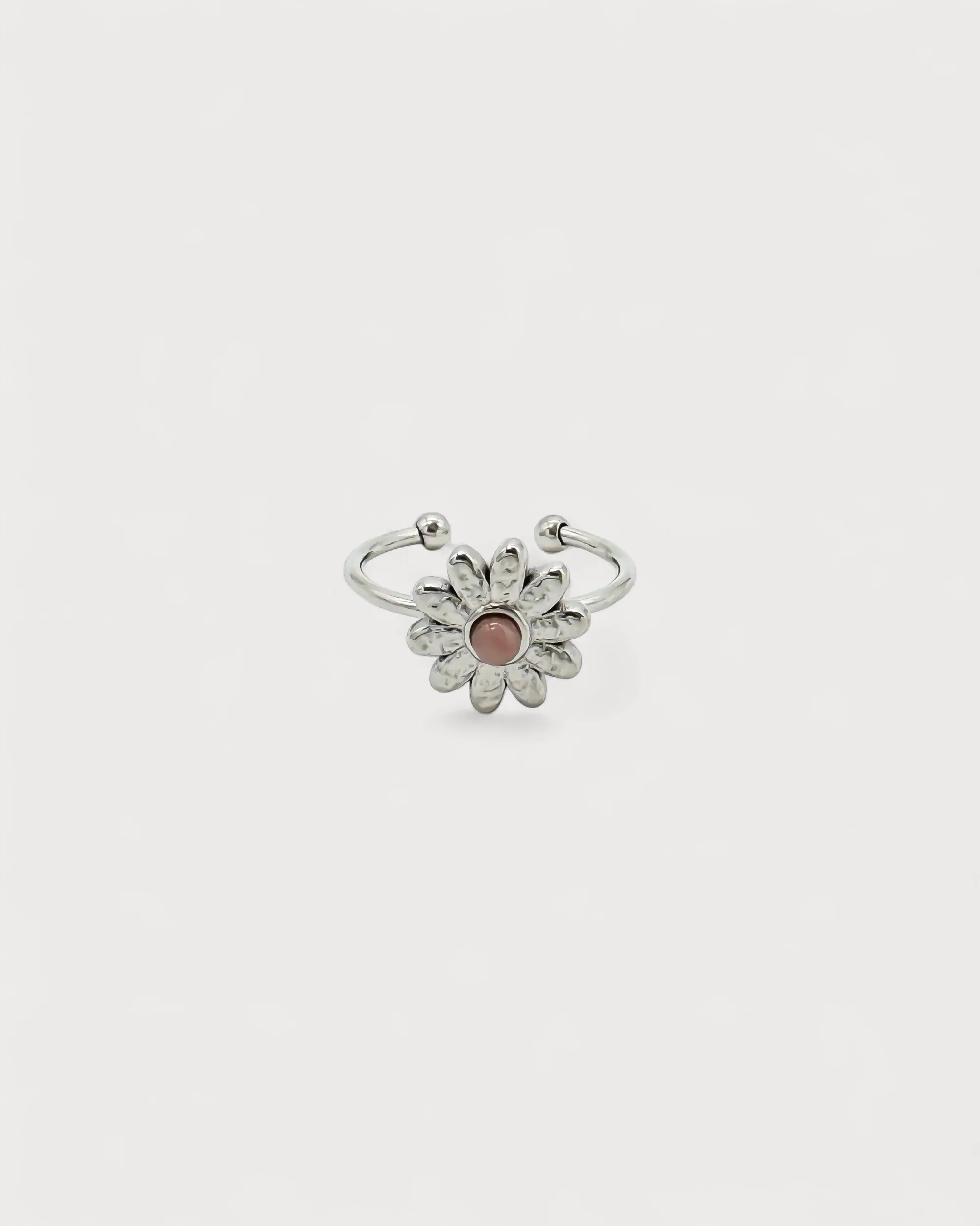 Daisy - Ring - Natural Stone - Stainless Steel - Adjustable - Image 8