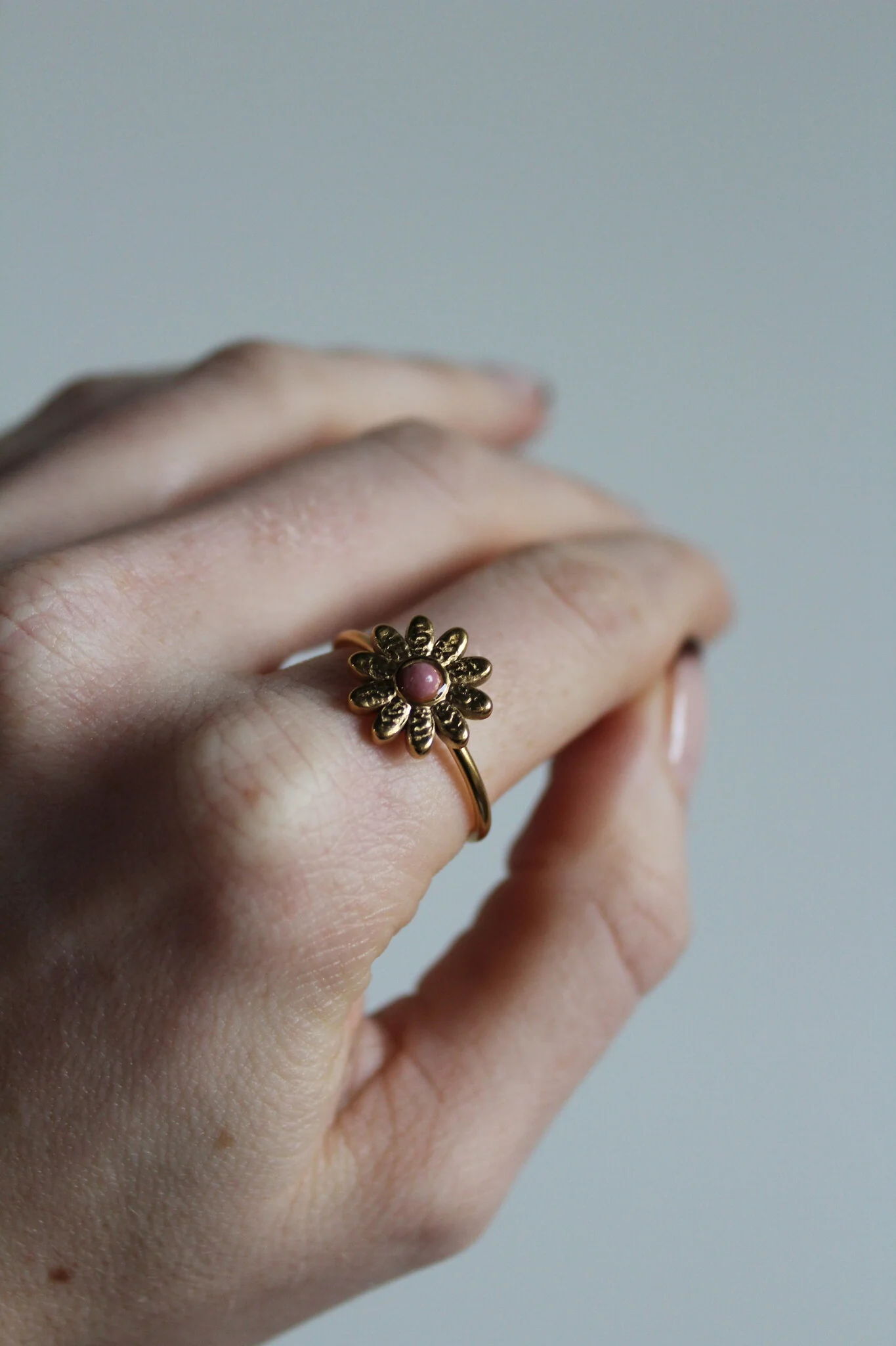 Daisy - Ring - Natural Stone - Stainless Steel - Adjustable - Image 9