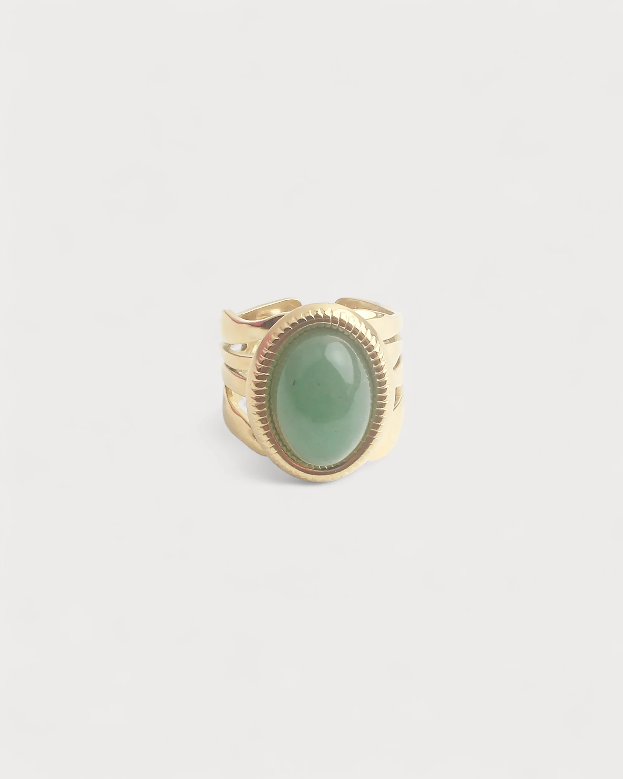 Davina - Ring - Natural Stone - Stainless Steel - Adjustable