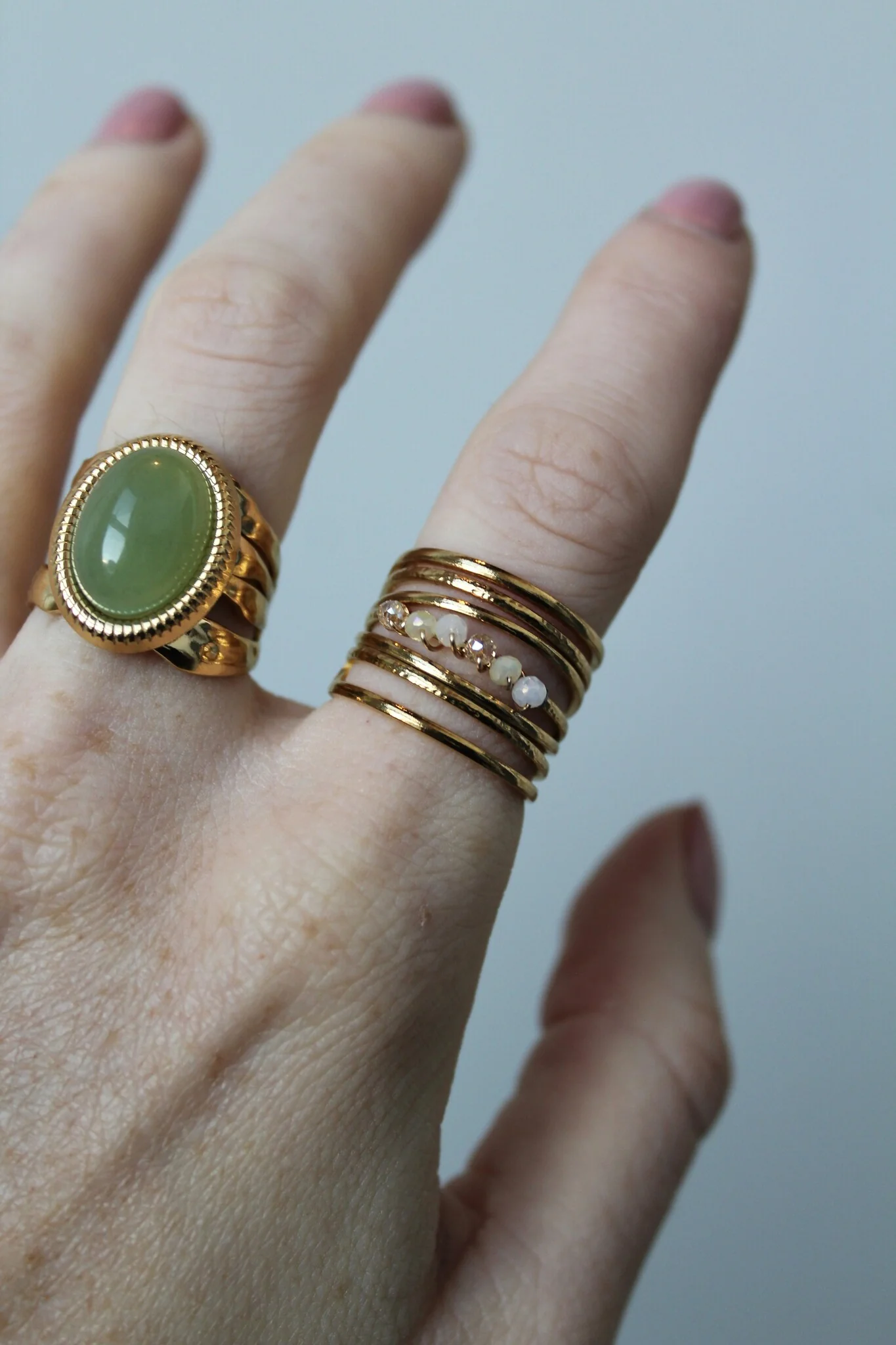 Davina - Ring - Natural Stone - Stainless Steel - Adjustable - Image 2