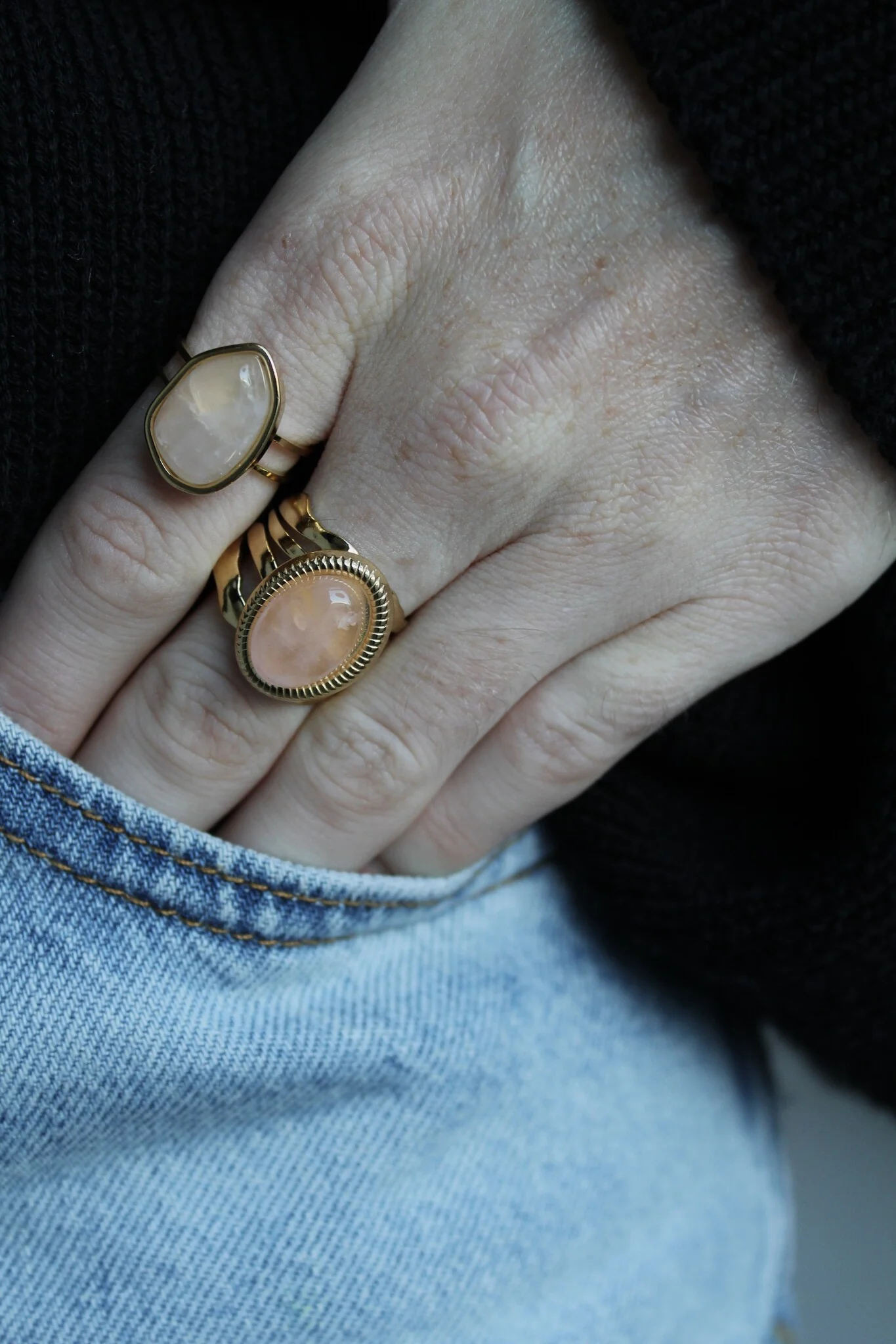Davina - Ring - Natural Stone - Stainless Steel - Adjustable - Image 6