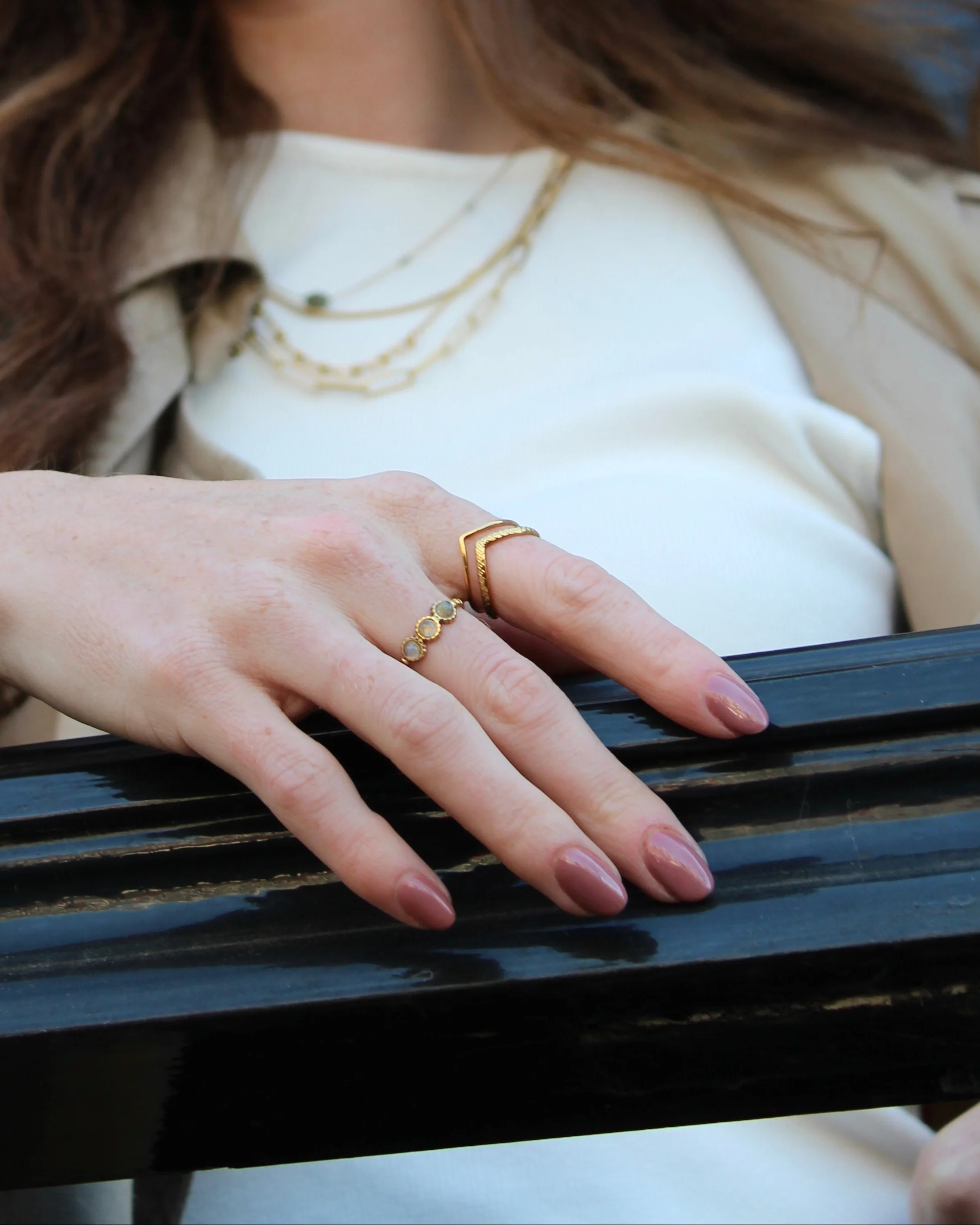 Demi - Ring - Natural Stone - Stainless Steel - Adjustable - Image 13