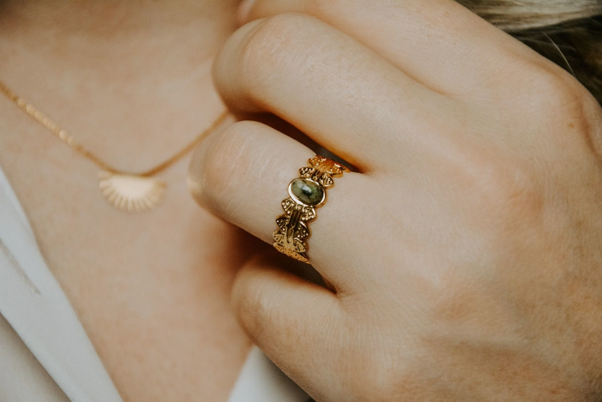 Didi - Ring - Natural Stone - Stainless steel - Adjustable - Image 9