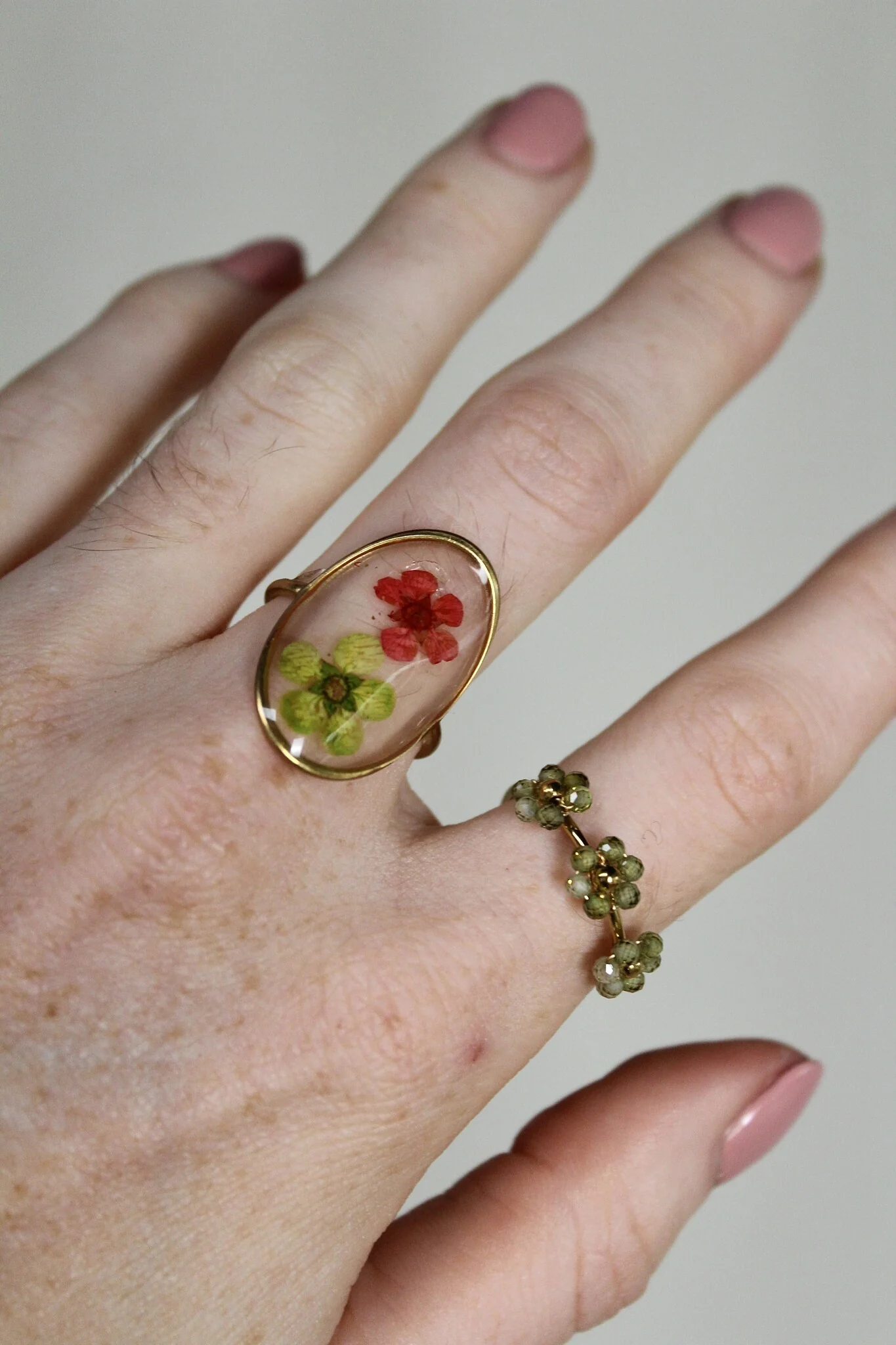 Dried Flowers - Ring - Stainless Steel - Adjustable - Image 2