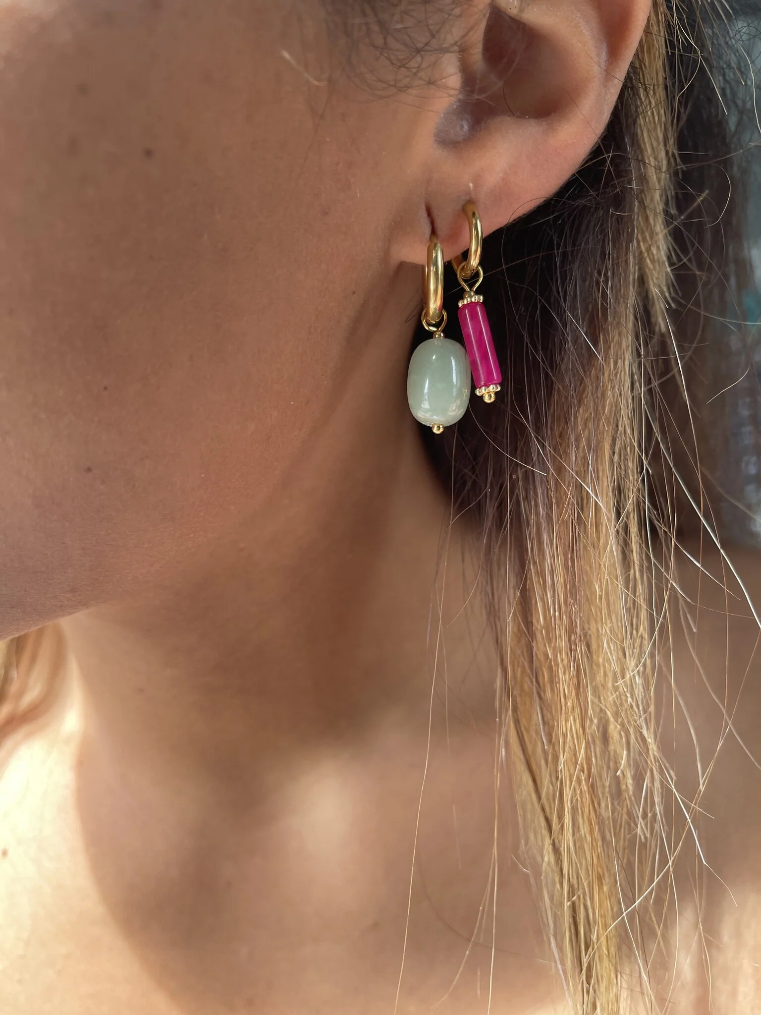 Felicia - Earrings - Natural Stone - Stainless Steel - Image 3