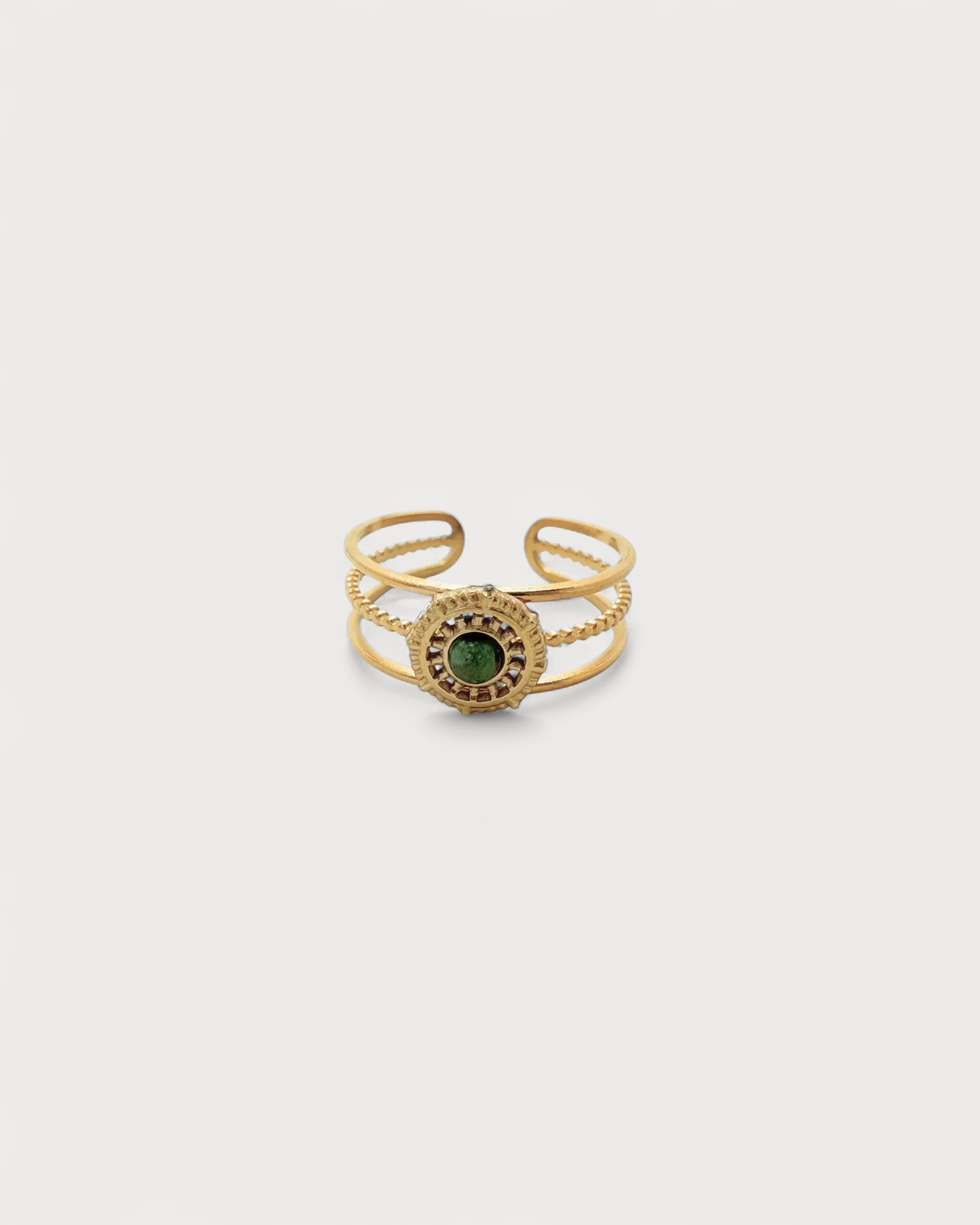 Francis - Ring - Natural Stone - Stainless Steel - Adjustable