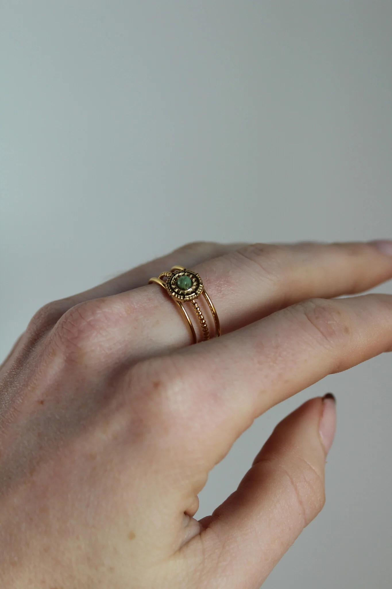 Francis - Ring - Natural Stone - Stainless Steel - Adjustable - Image 2