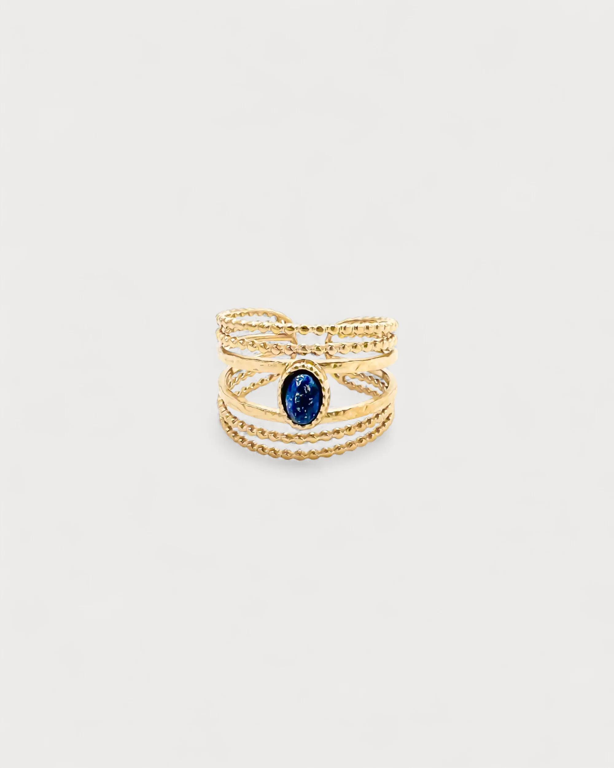 Hille - Ring - Natural Stone - Stainless Steel - Adjustable - Image 3