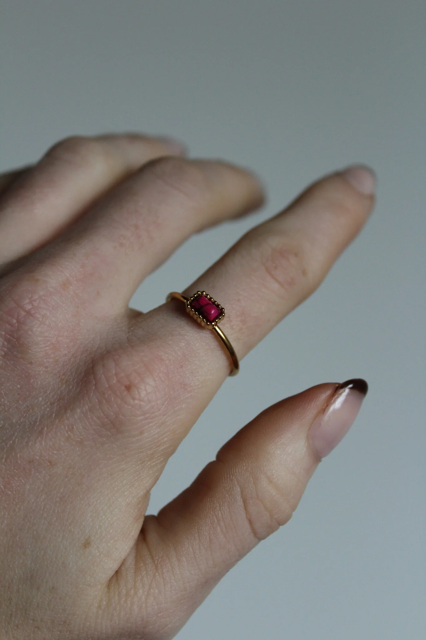 Karma - Ring - Natural Stone - Stainless Steel - Adjustable - Image 4