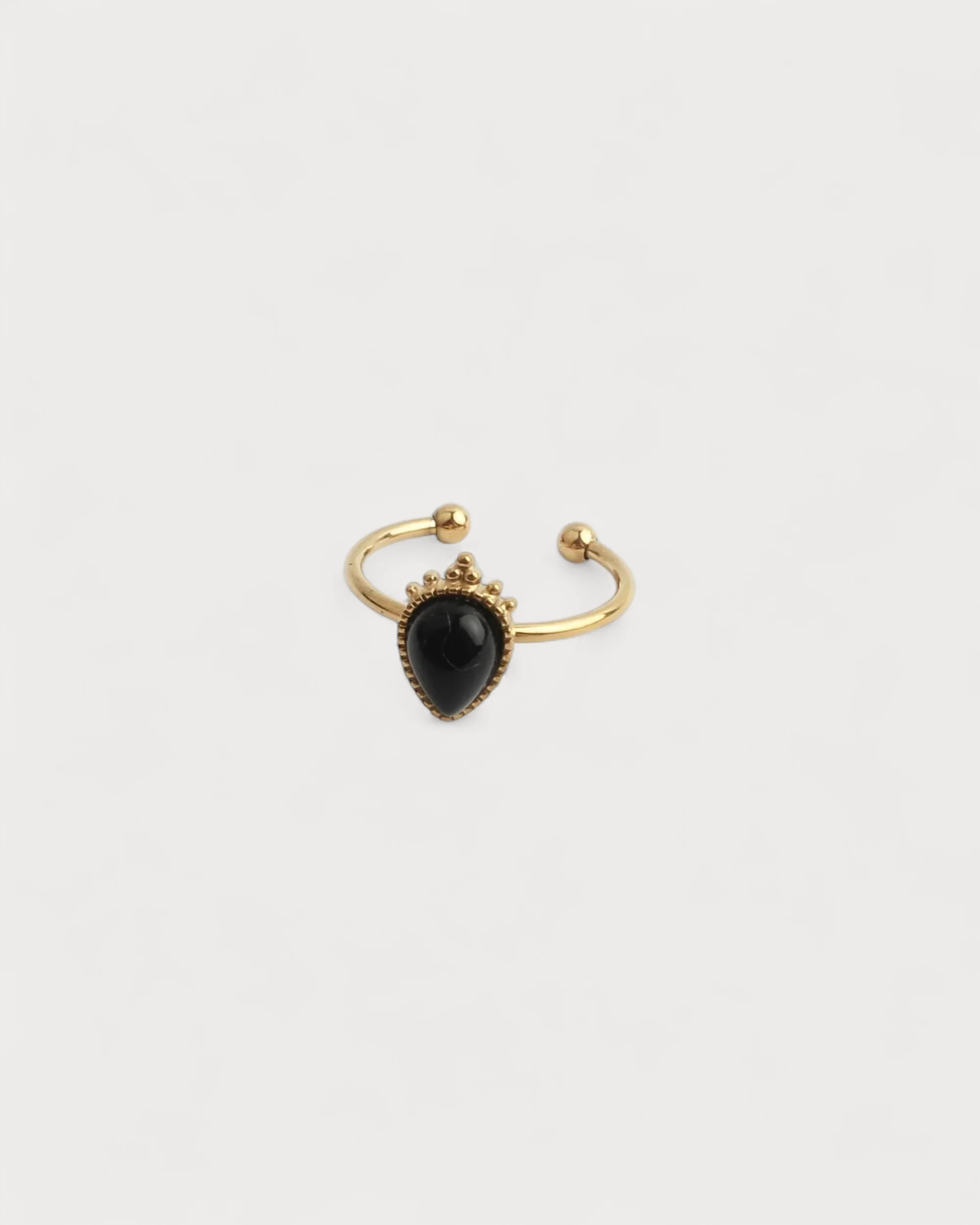 Lara - Ring - Natural Stone - Stainless Steel - Adjustable