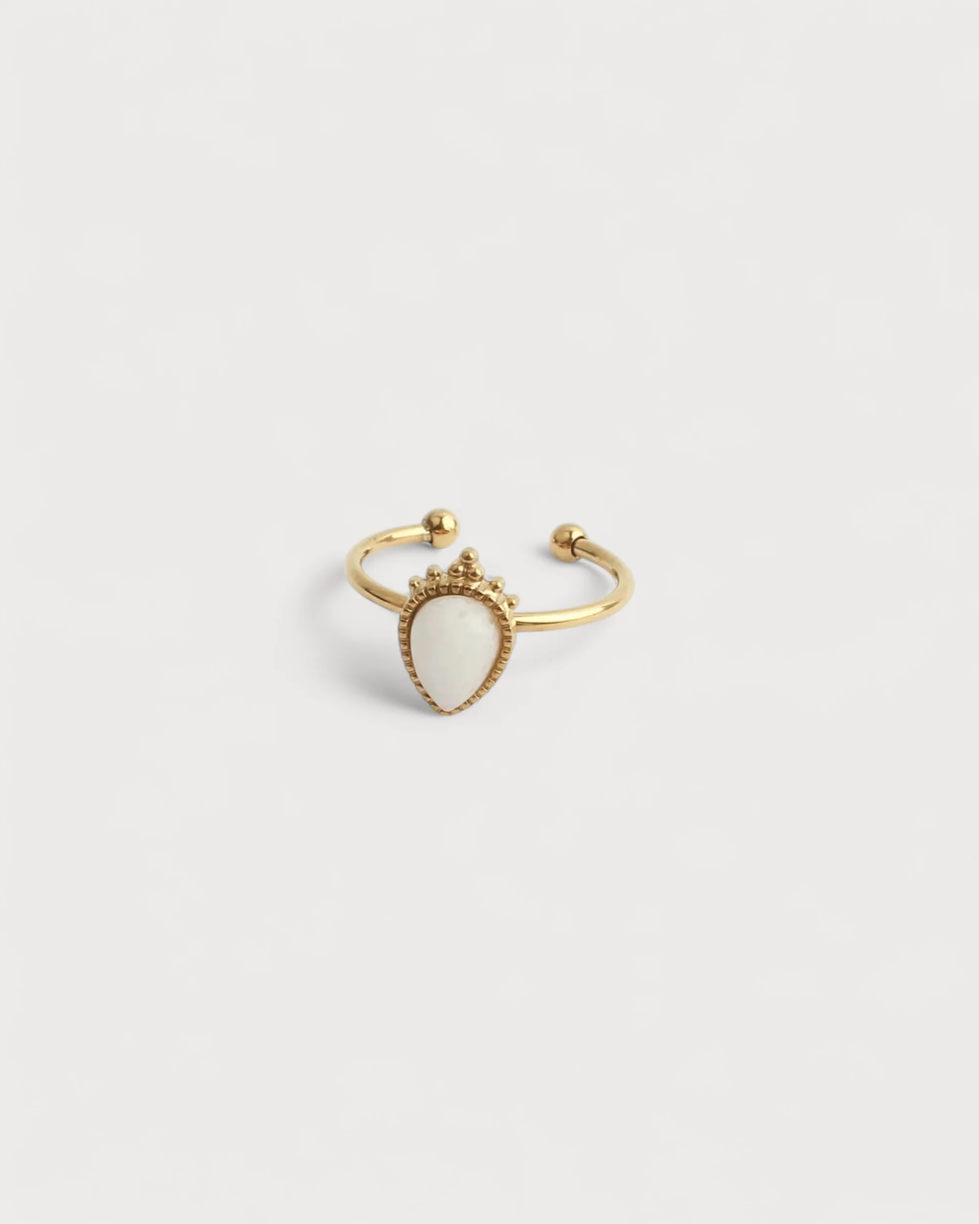 Lara - Ring - Natural Stone - Stainless Steel - Adjustable - Image 5