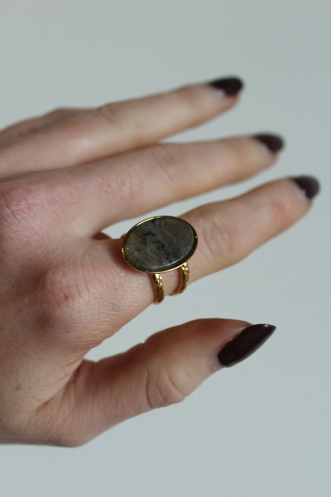 Layla - Ring - Stainless Steel - Adjustable - Natural Stone - Image 4