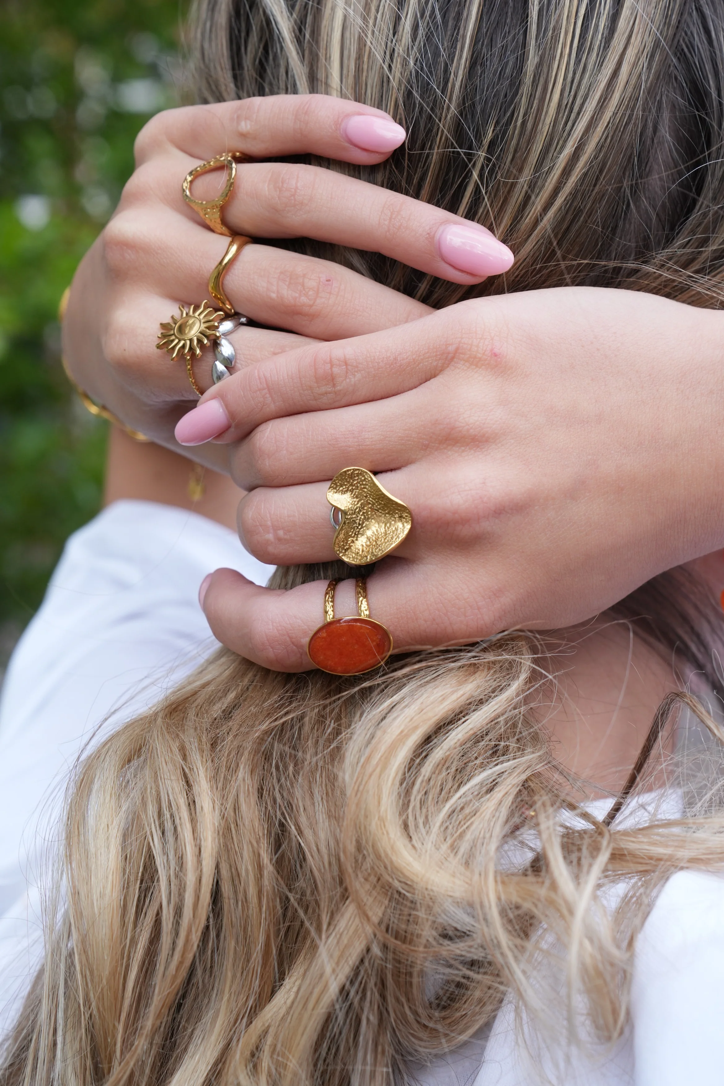 Layla - Ring - Stainless Steel - Adjustable - Natural Stone - Image 9