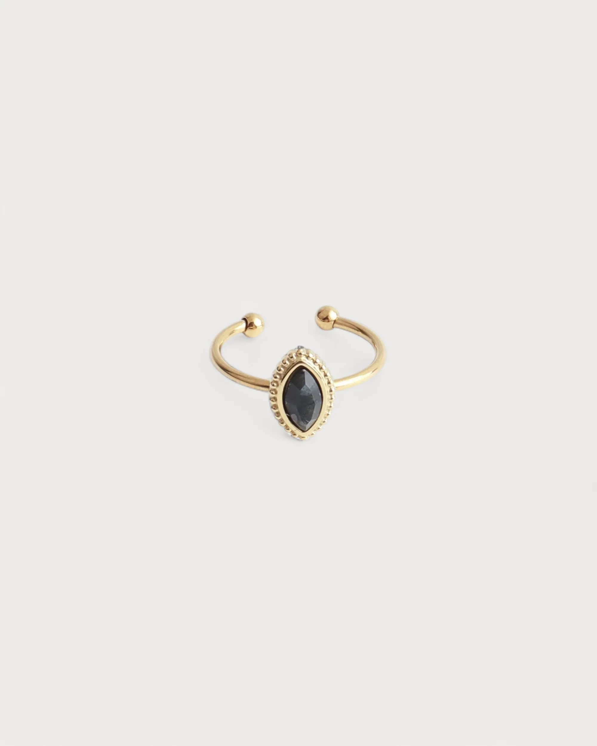Lindy - Ring - Natural Stone - Stainless Steel - Adjustable