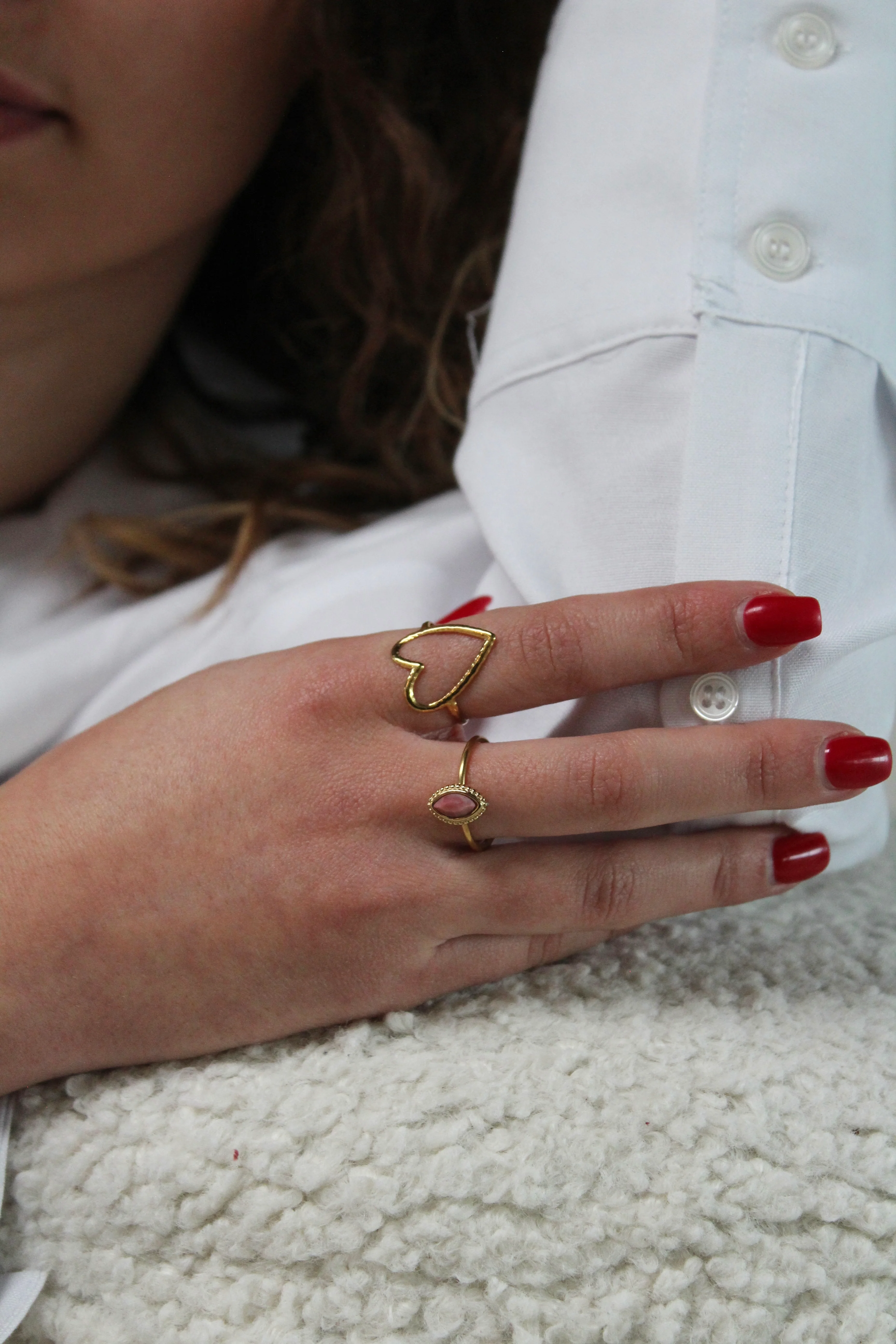 Lindy - Ring - Natural Stone - Stainless Steel - Adjustable - Image 2