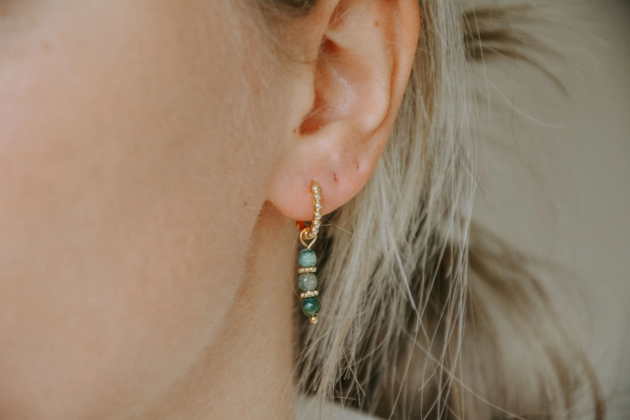 Lisa - Earrings - Natural Stone - Stainless Steel - Image 2
