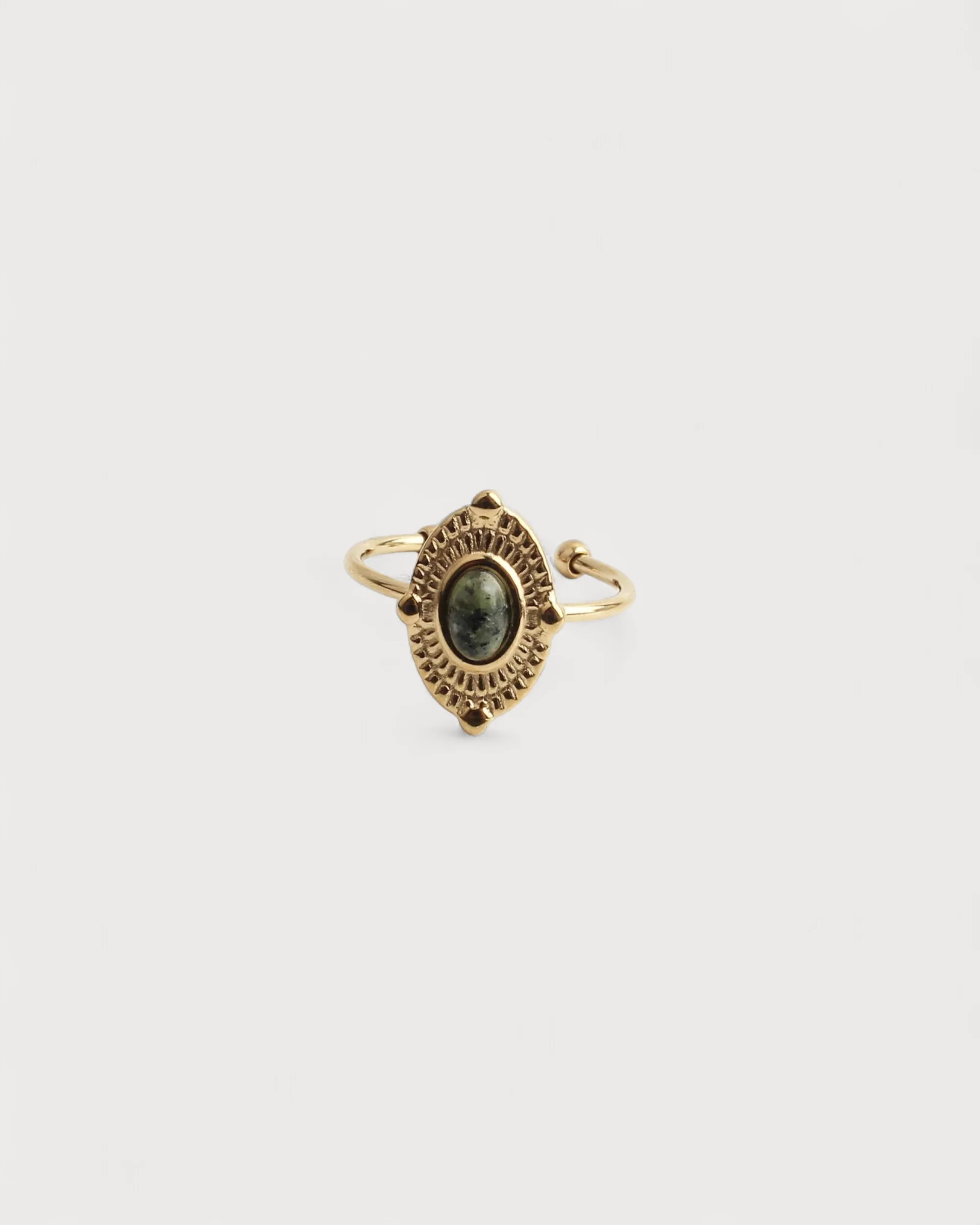 Livia - Ring - Natural Stone - Stainless Steel - Adjustable - Image 3