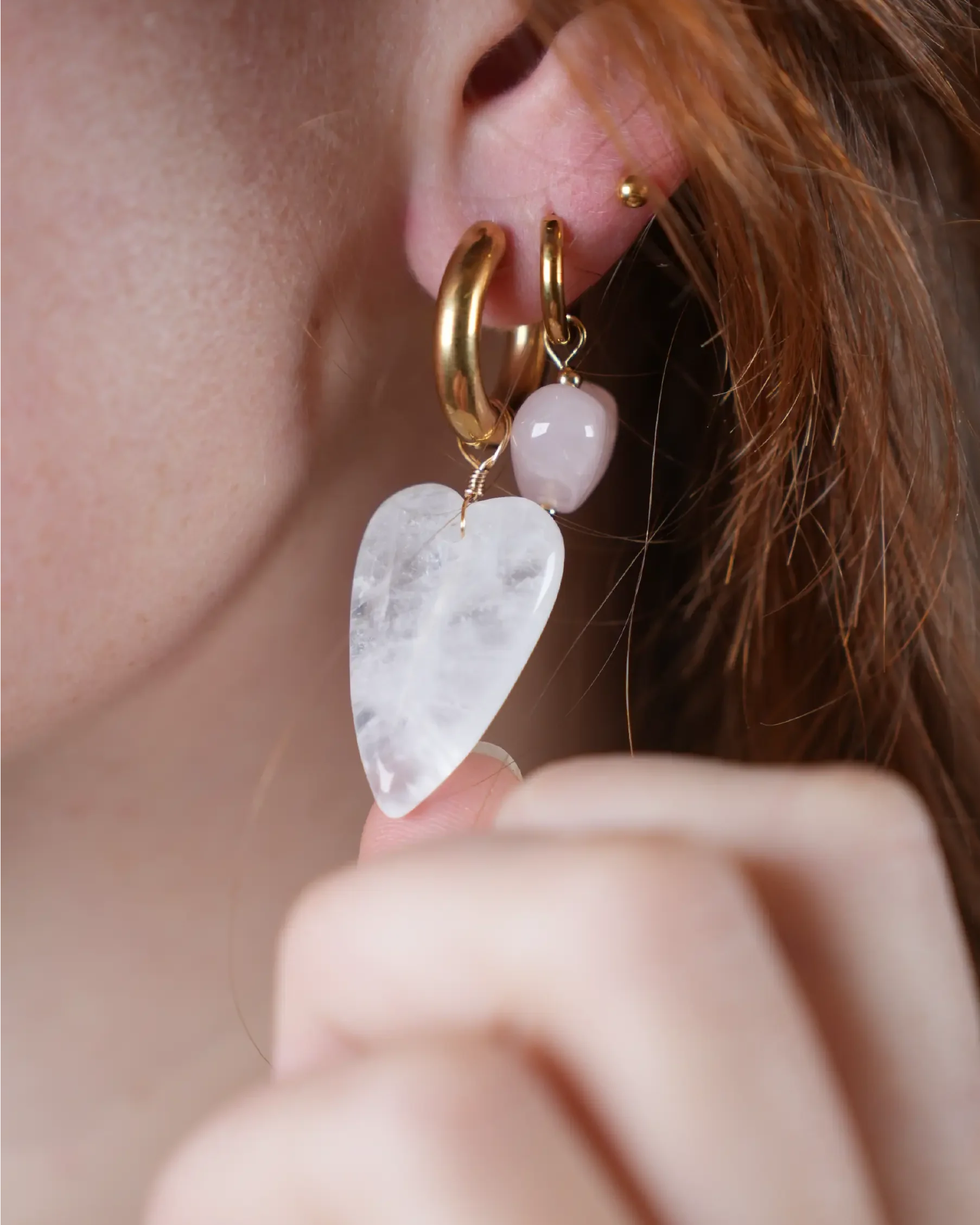 Louna - Earrings - Natural Stone - Stainless Steel - Image 2