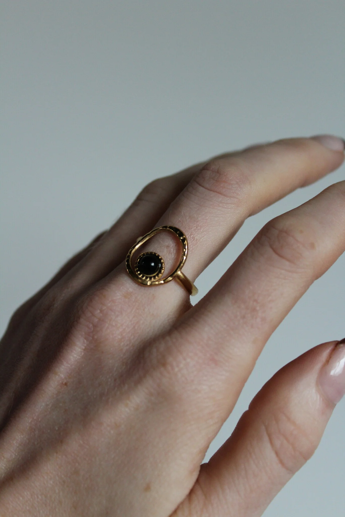 Lucia - Ring - Natural Stone - Stainless Steel - Adjustable - Image 2