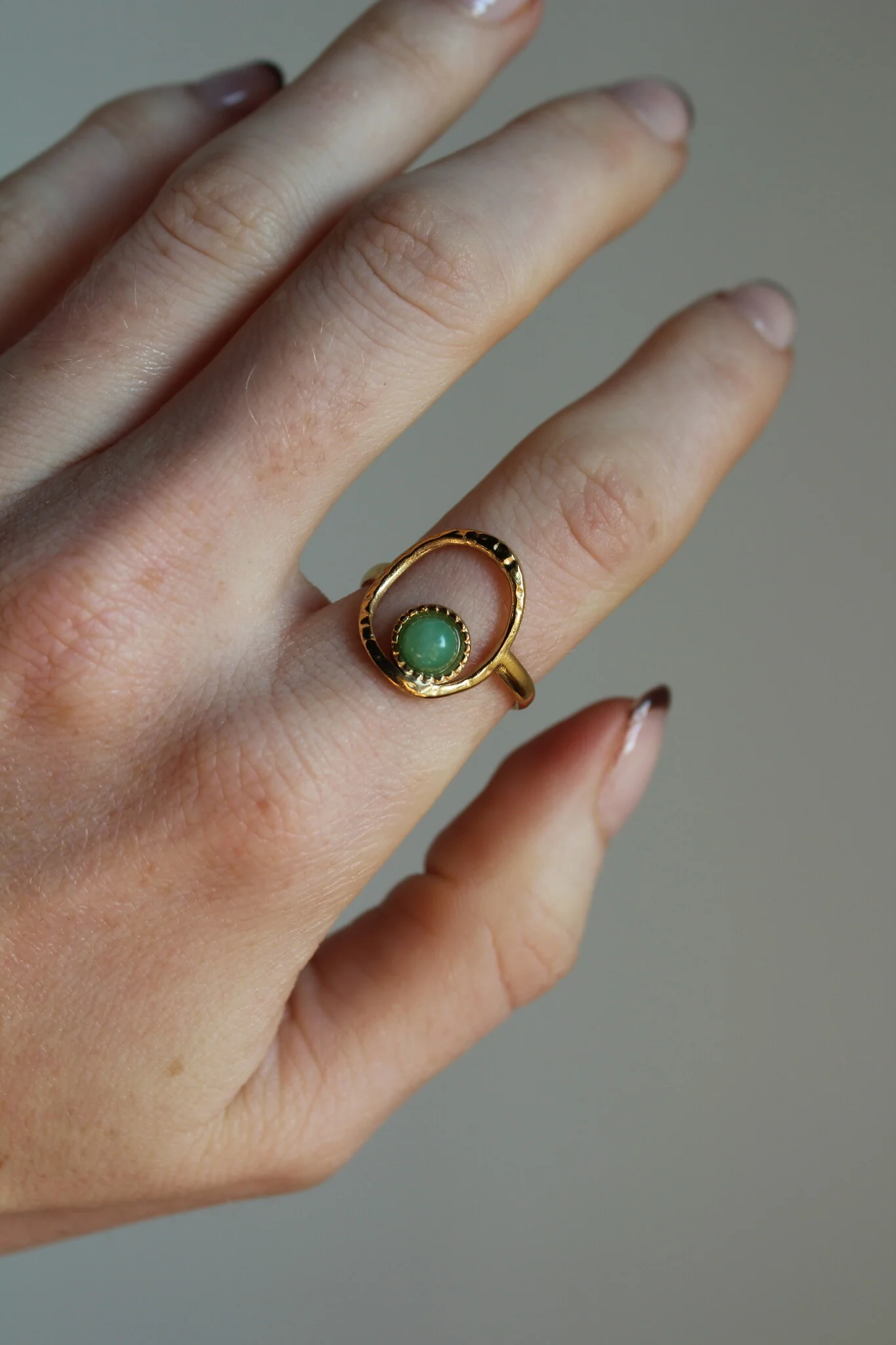 Lucia - Ring - Natural Stone - Stainless Steel - Adjustable - Image 7