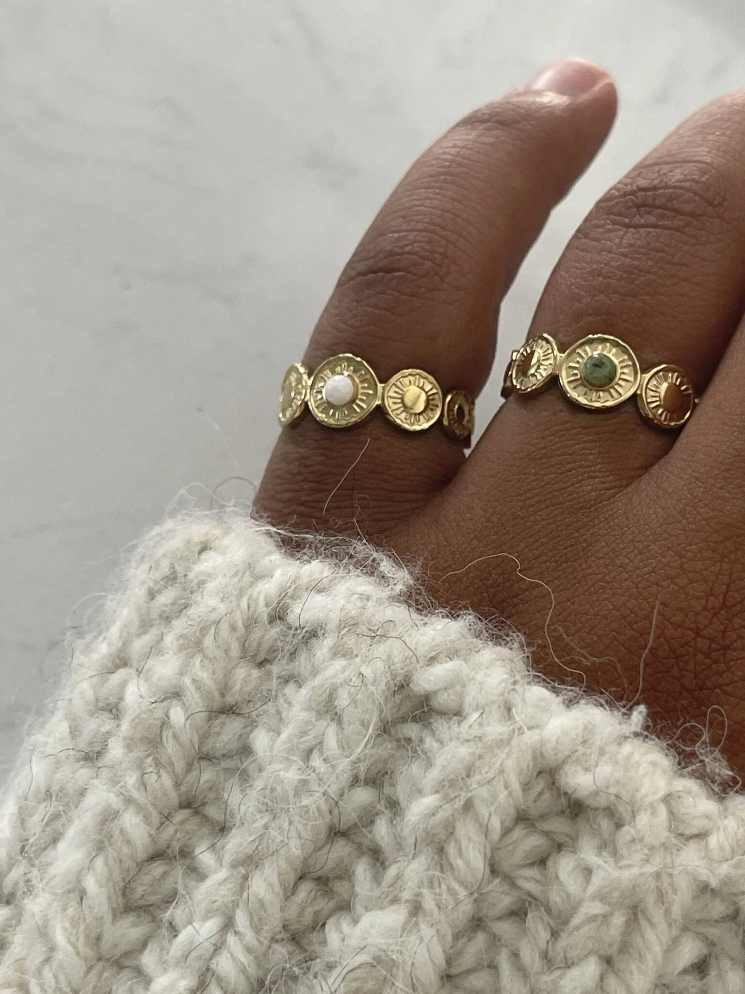 Mariana - Ring - Natural Stone - Stainless Steel - Adjustable - Image 2