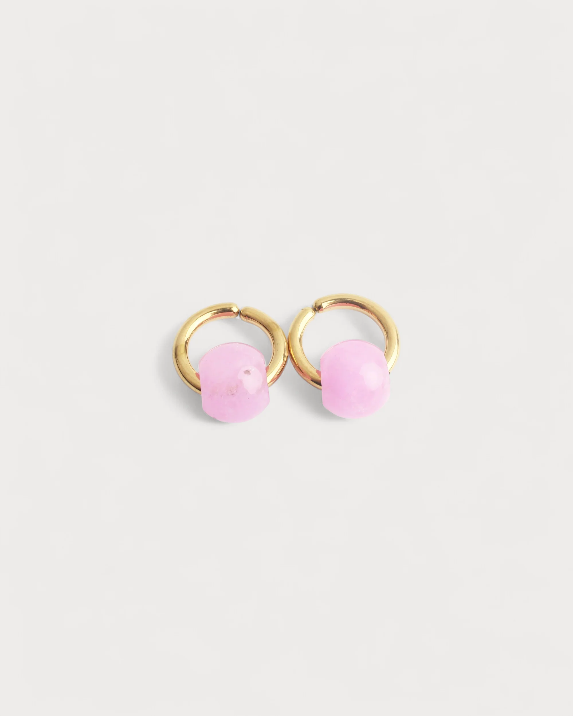 Merza - Earrings - Clip On - Natural Stone - Stainless Steel - Image 4
