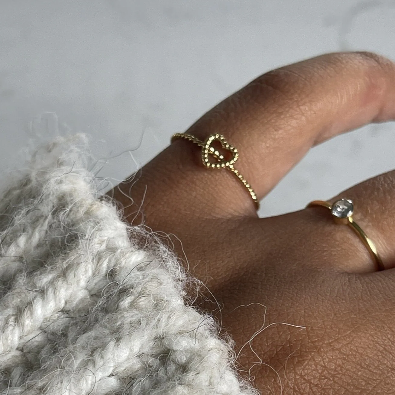 Minimalistic Heart - Ring - Stainless Steel - Adjustable - Image 2