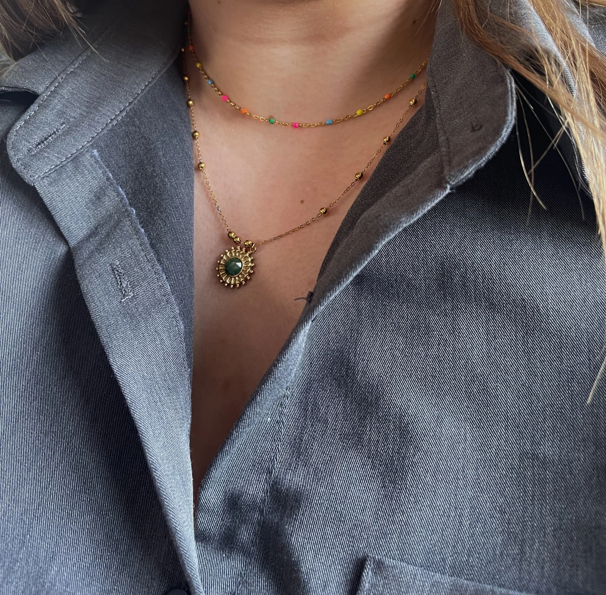 Multicolor Dot - Necklace - Stainless Steel - Image 2