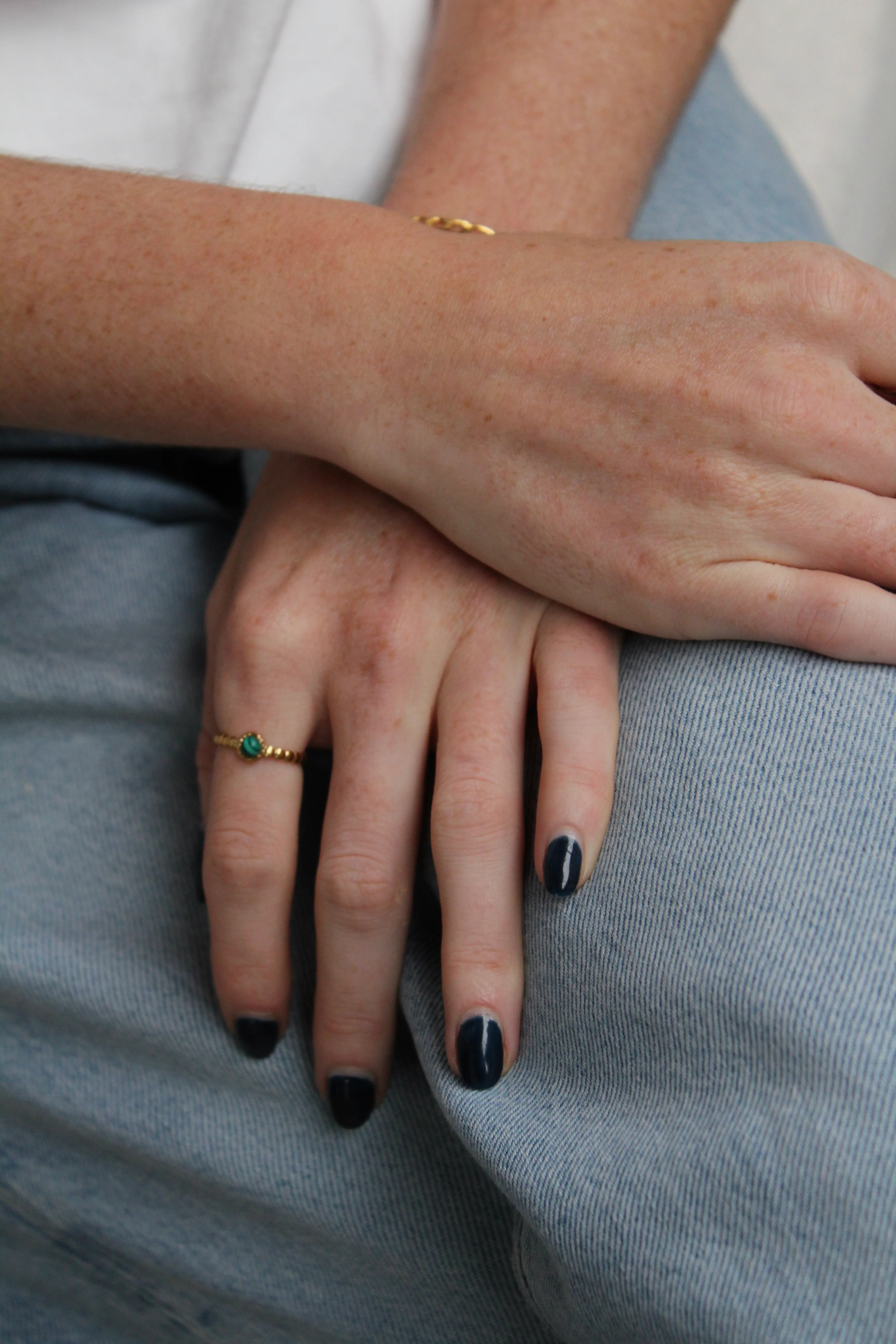 Nadine - Ring - Stainless Steel - Adjustable - Natural Stone - Image 2