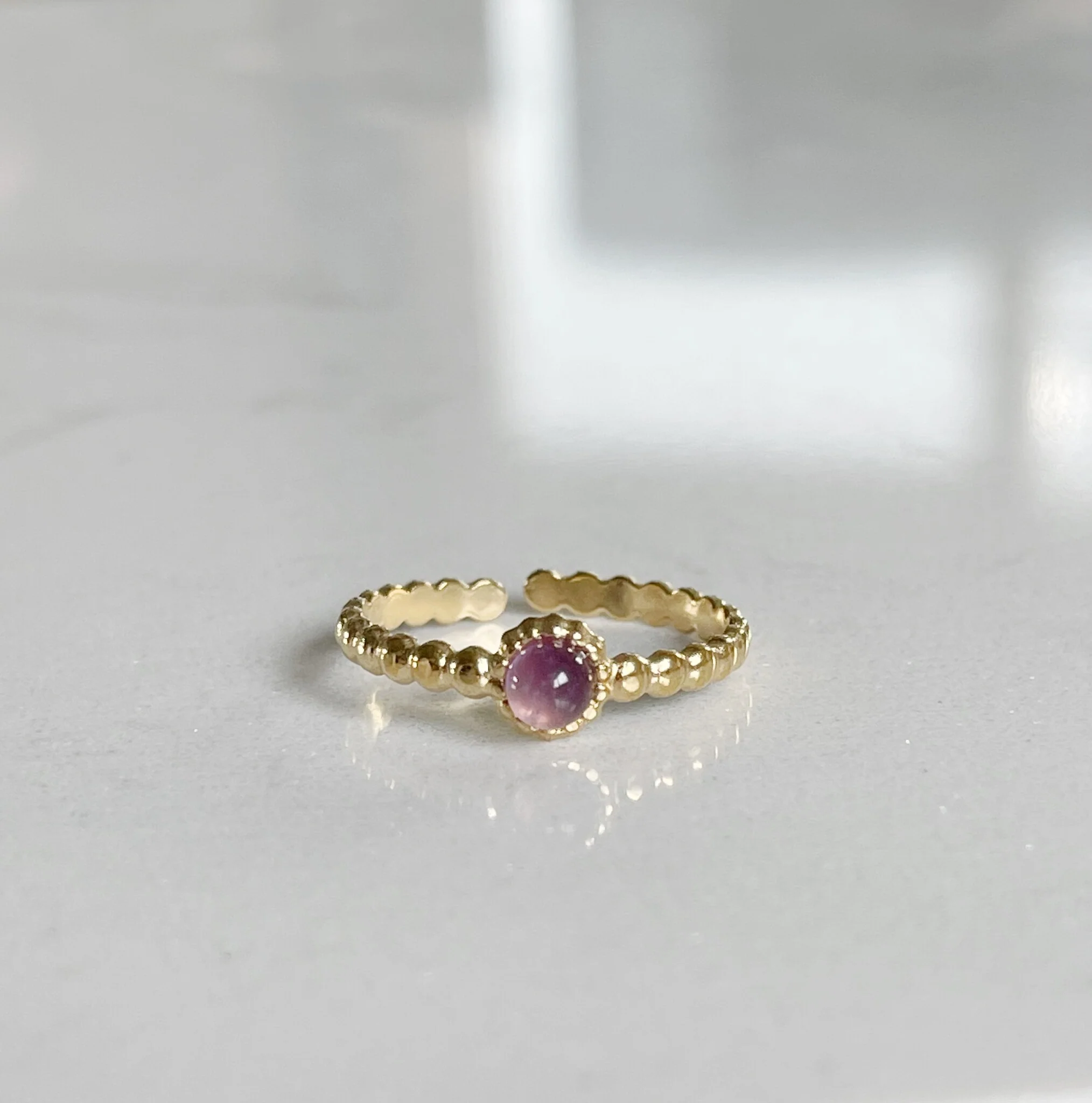 Nadine - Ring - Stainless Steel - Adjustable - Natural Stone - Image 8