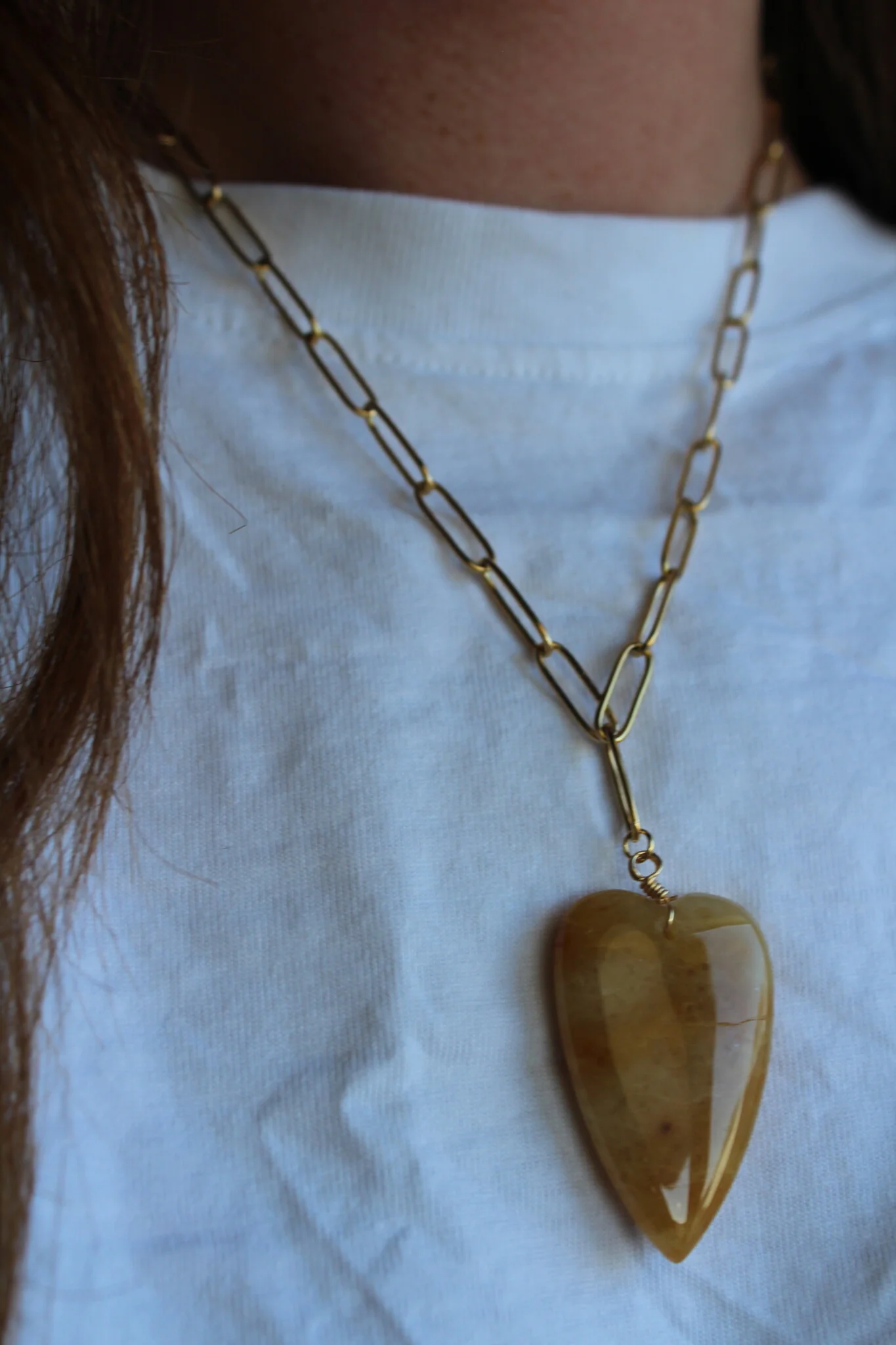 Natural Stone Heart - Necklace - Natural Stone - Stainless Steel - Image 2