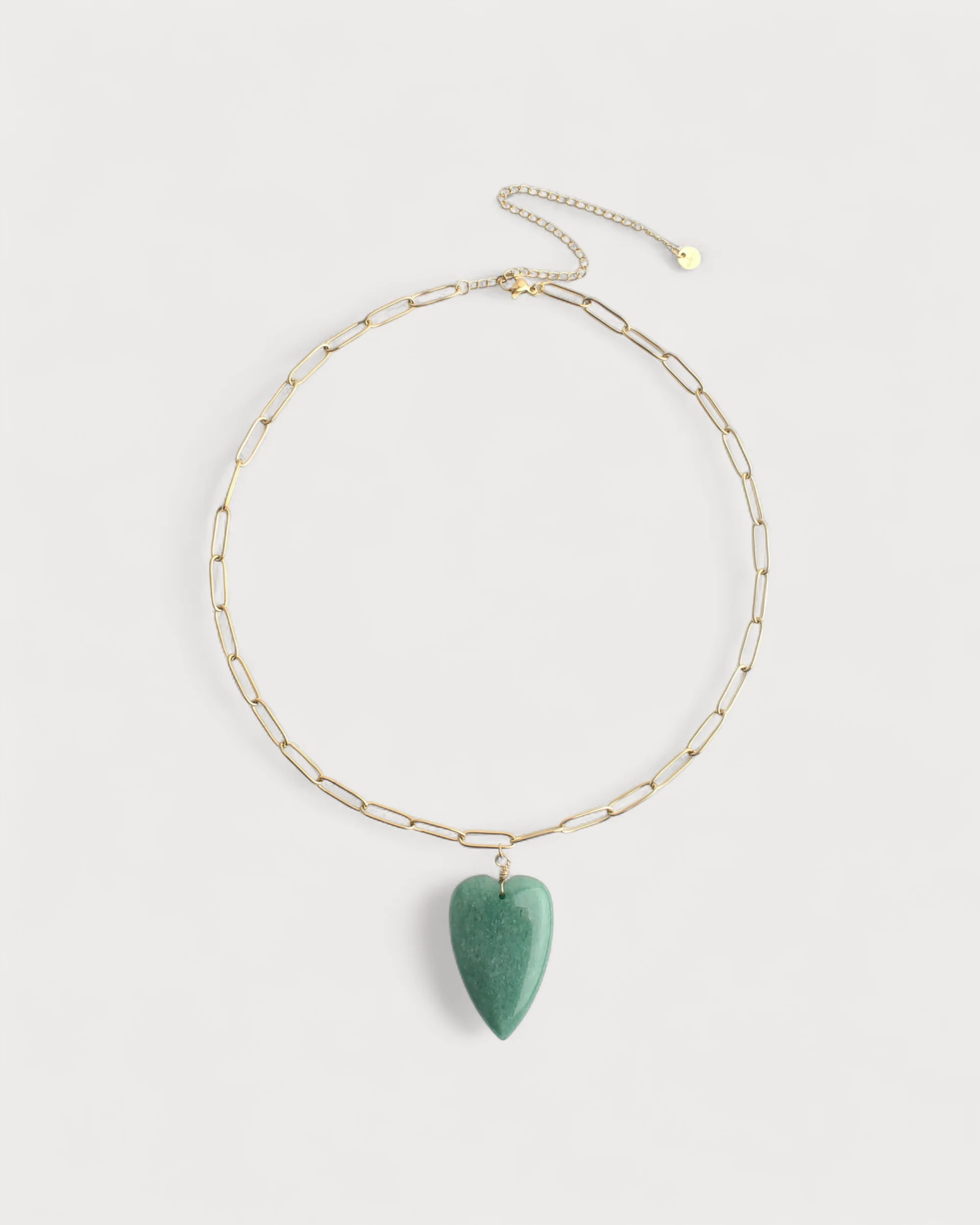 Natural Stone Heart - Necklace - Natural Stone - Stainless Steel - Image 3