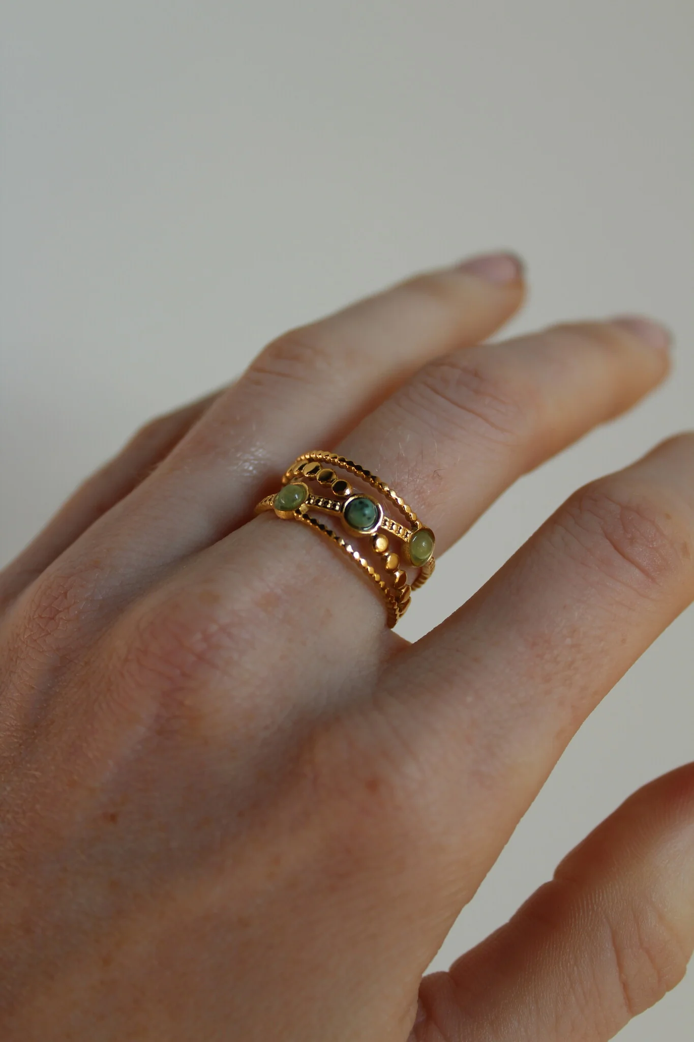 Noelle - Ring - Natural Stone - Stainless Steel - Adjustable - Image 2