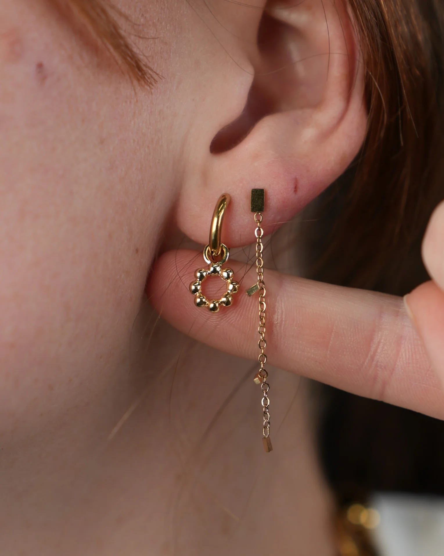 Round Dotted Circle - Earrings - Stainless Steel - Image 2