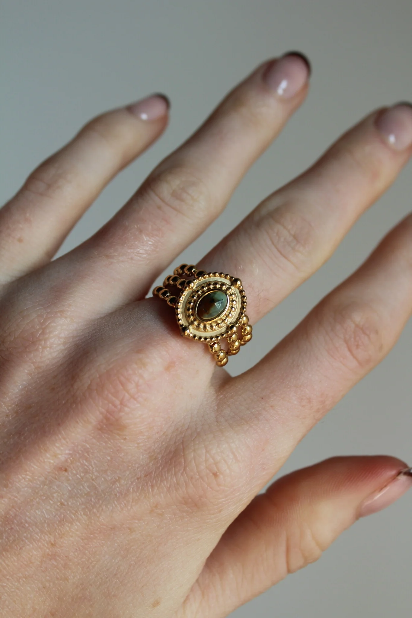Senna - Ring - Natural Stone - Stainless Steel - Adjustable - Image 2