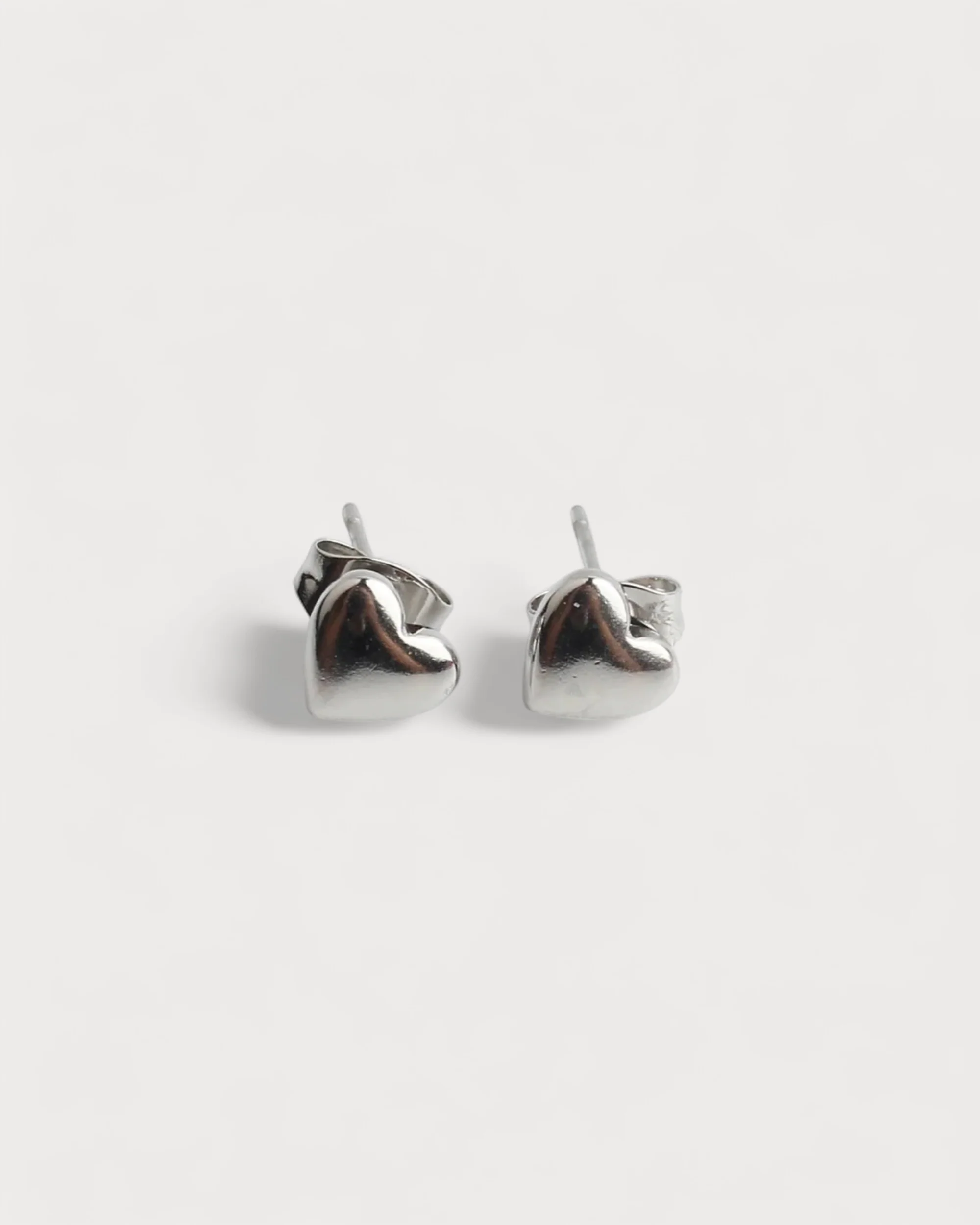 Solid Heart - Studs - Earrings - Stainless Steel - Image 3