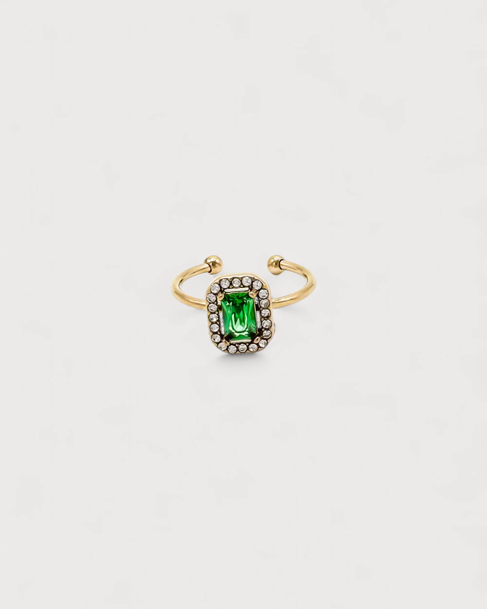 Square Rhinestone - Ring - Gold - Adjustable