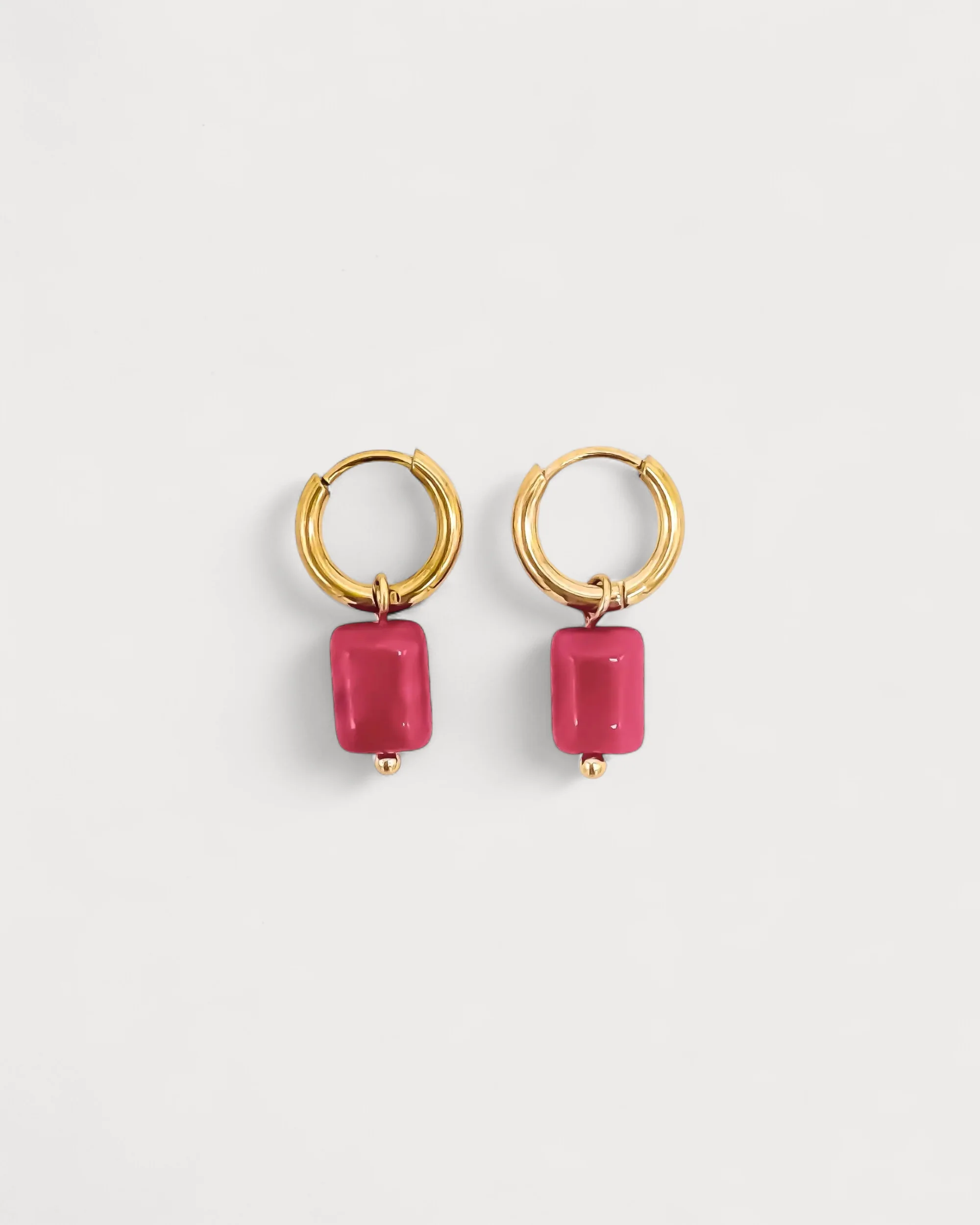 Square Stone - Earrings - Natural Stone - Stainless Steel - Image 9