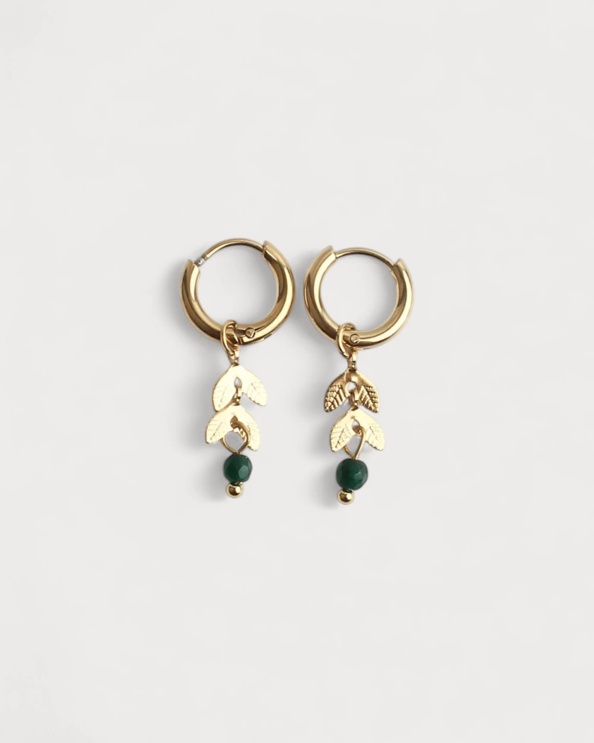 Stone Leaf - Earrings - Natural Stone - Stainless Steel