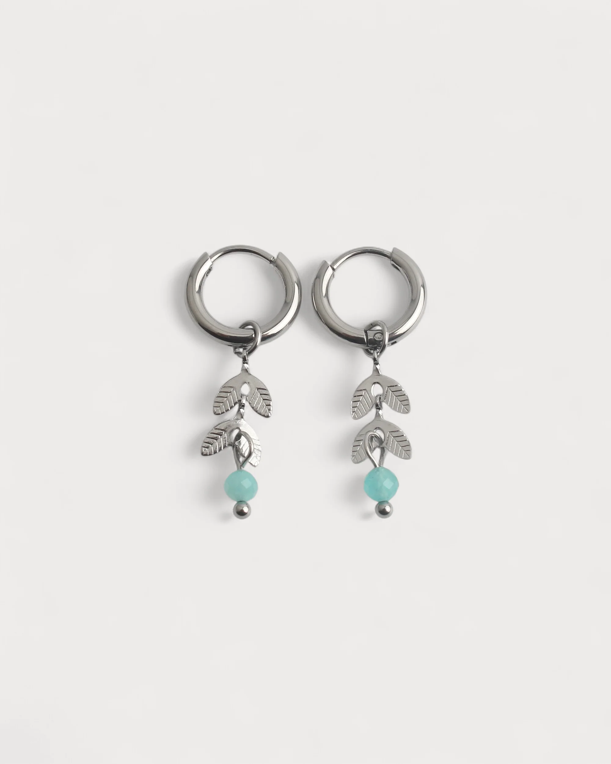 Stone Leaf - Earrings - Natural Stone - Stainless Steel - Image 10