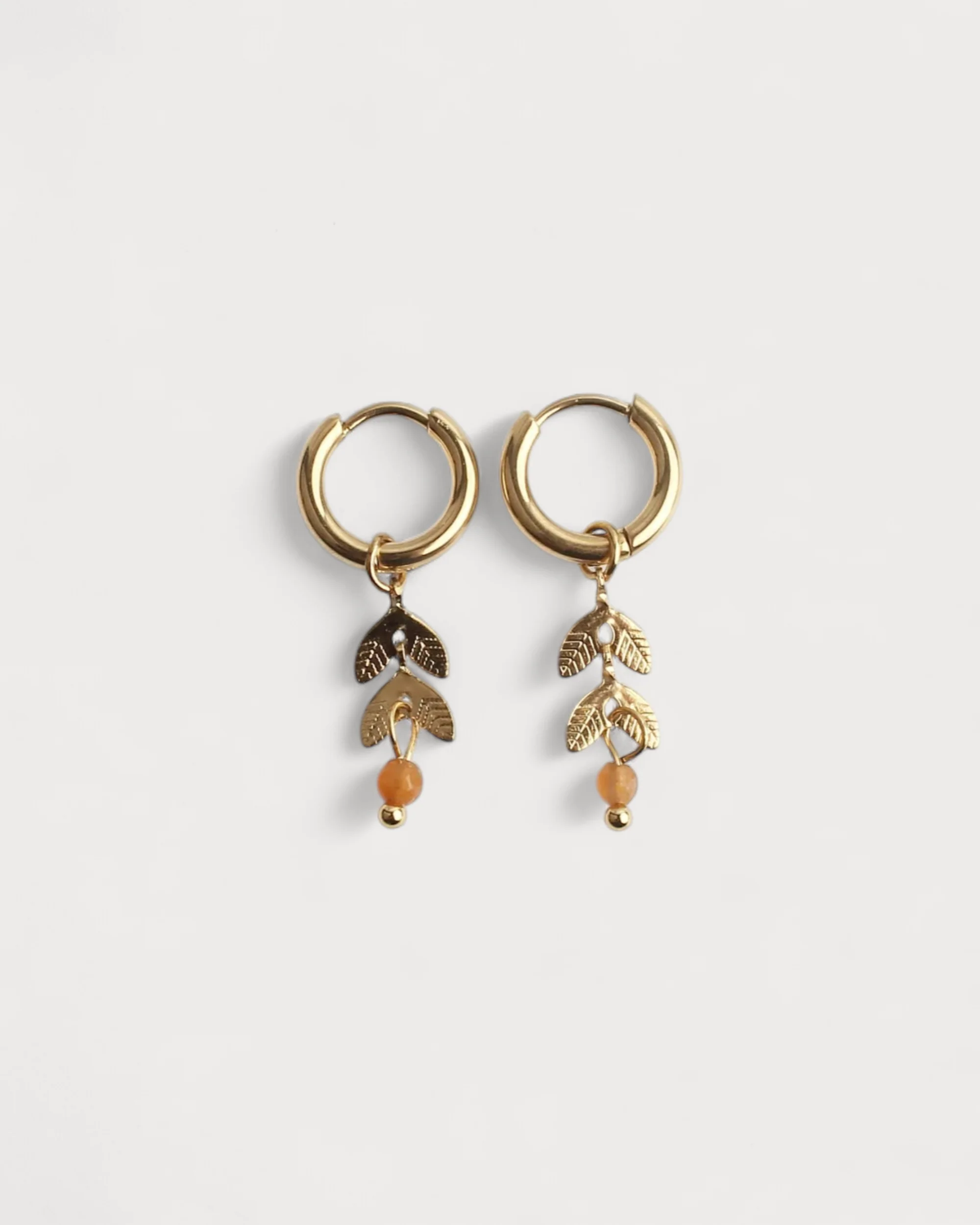 Stone Leaf - Earrings - Natural Stone - Stainless Steel - Image 5