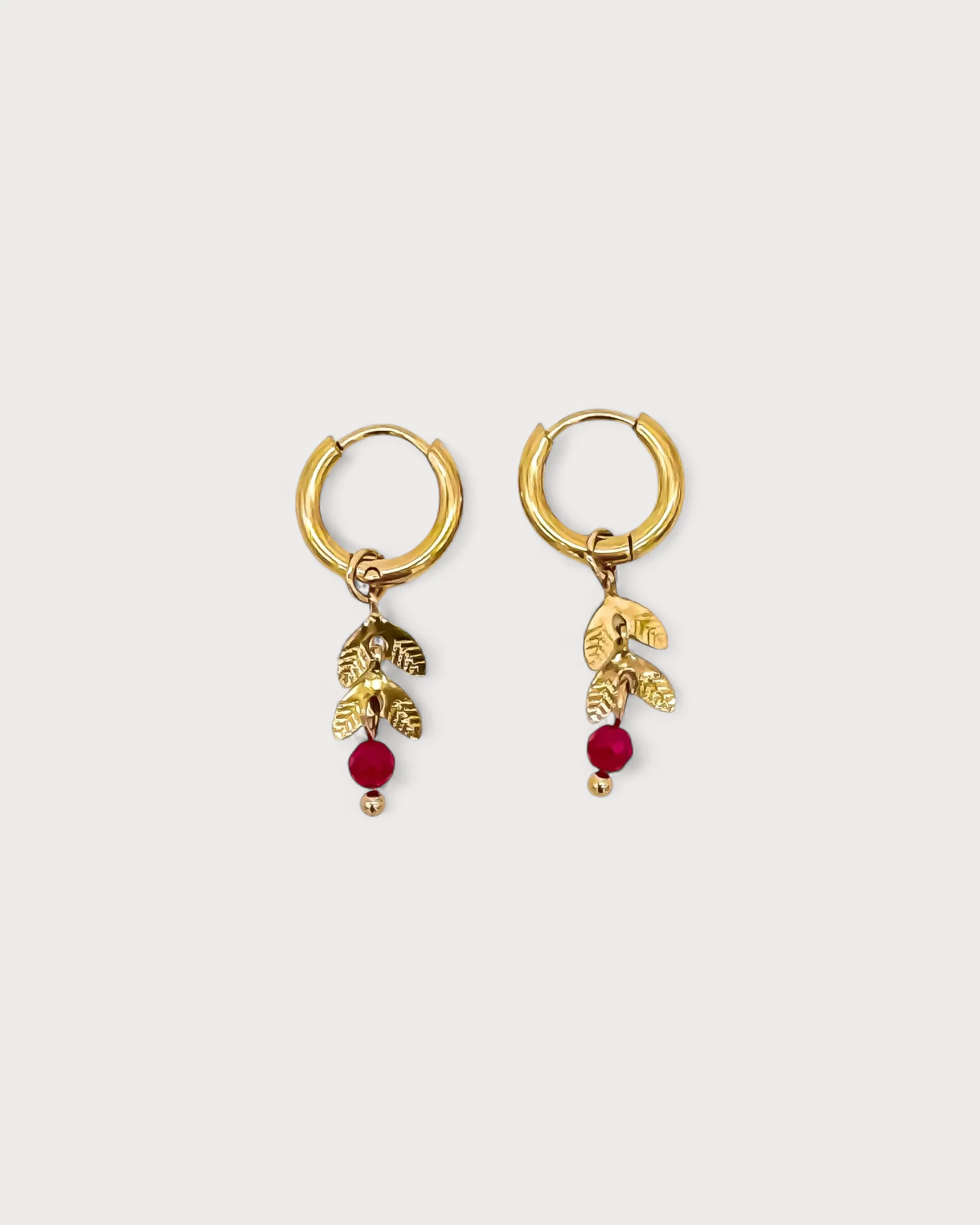 Stone Leaf - Earrings - Natural Stone - Stainless Steel - Image 8